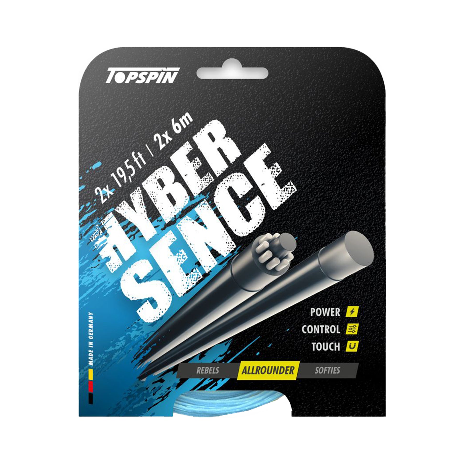 Topspin Hyber Sence 2 X 6m Cordage En Garniture-Bleu Clair
