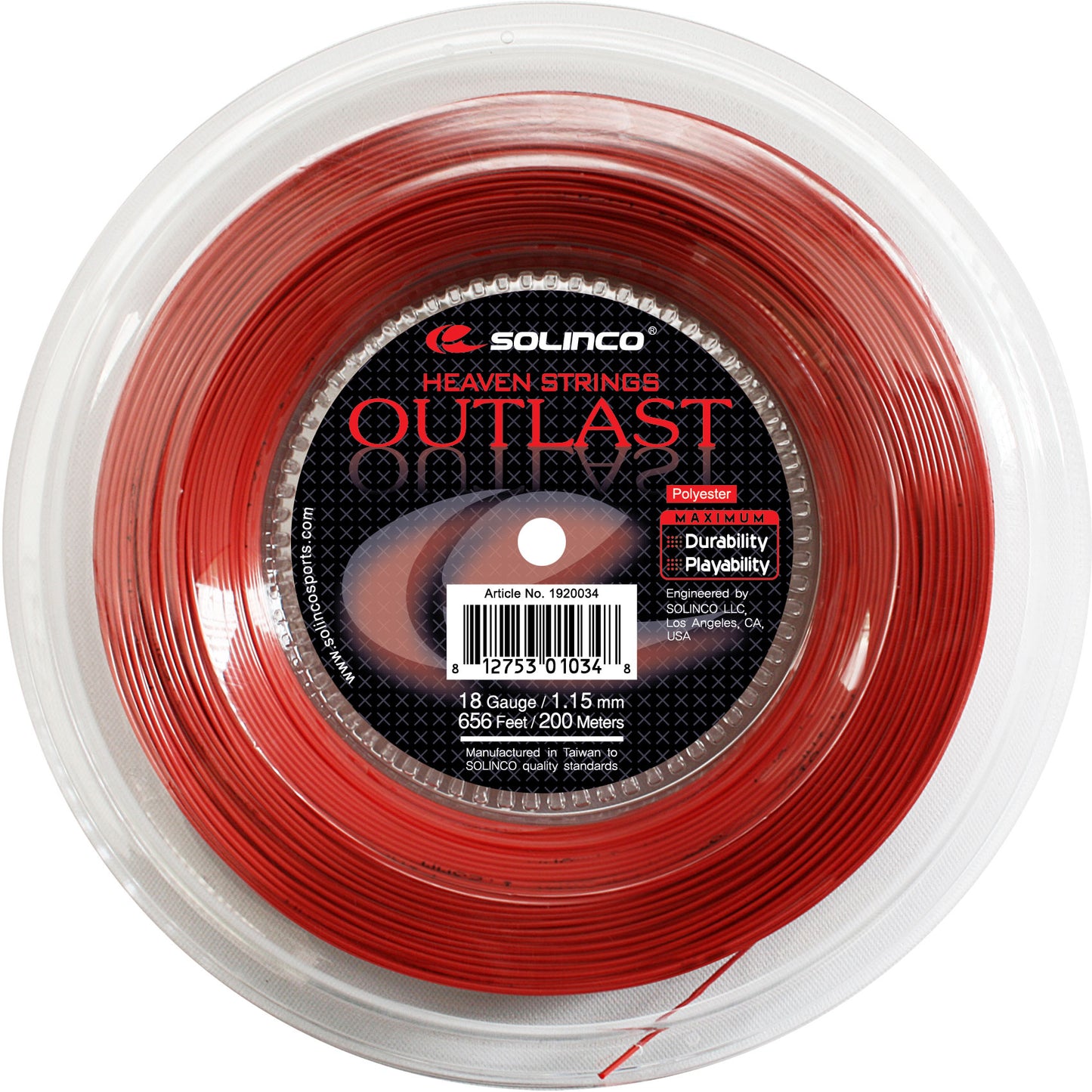 Solinco Outlast Bobine Cordage 200m-Rouge