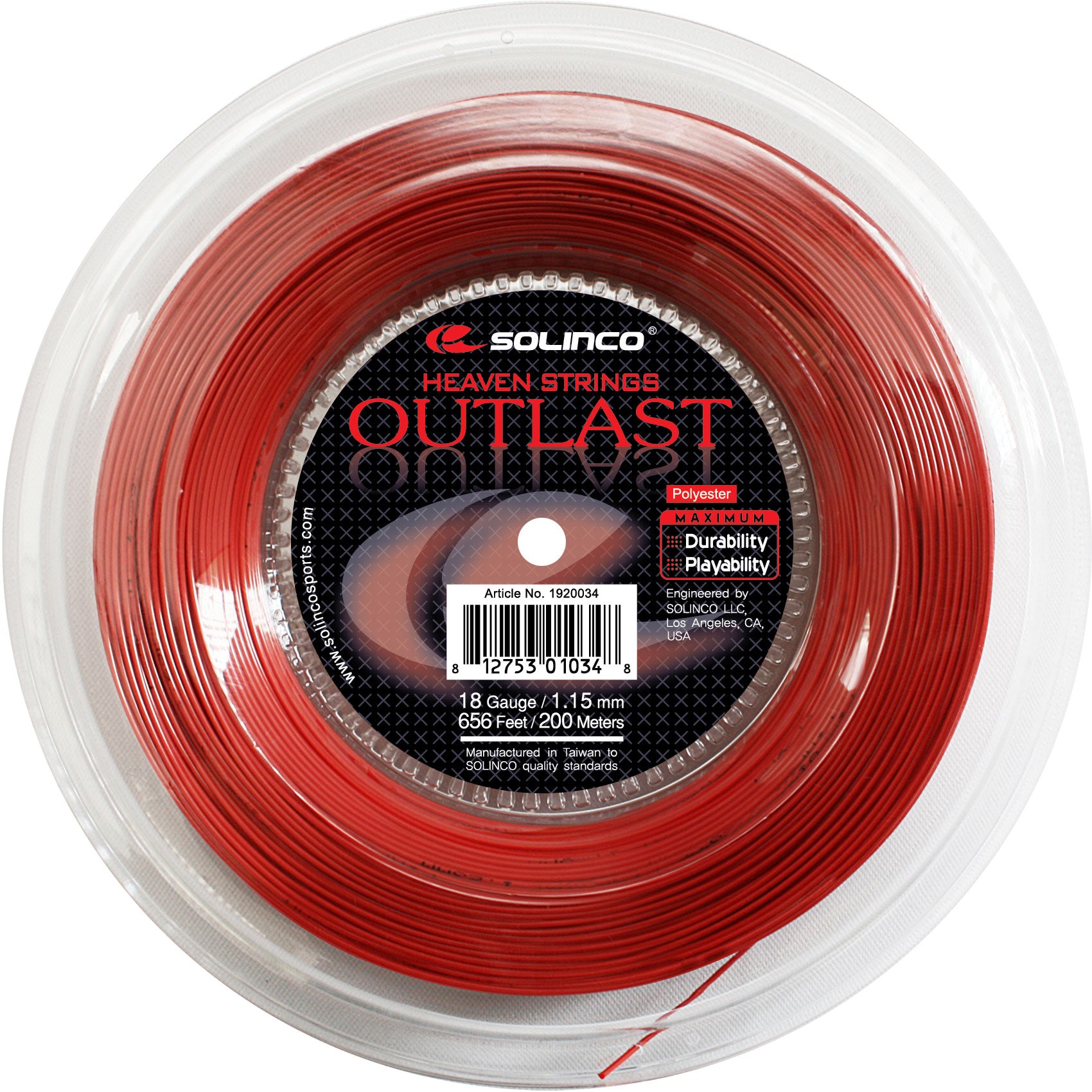 Solinco Outlast Bobine Cordage 200m-Rouge