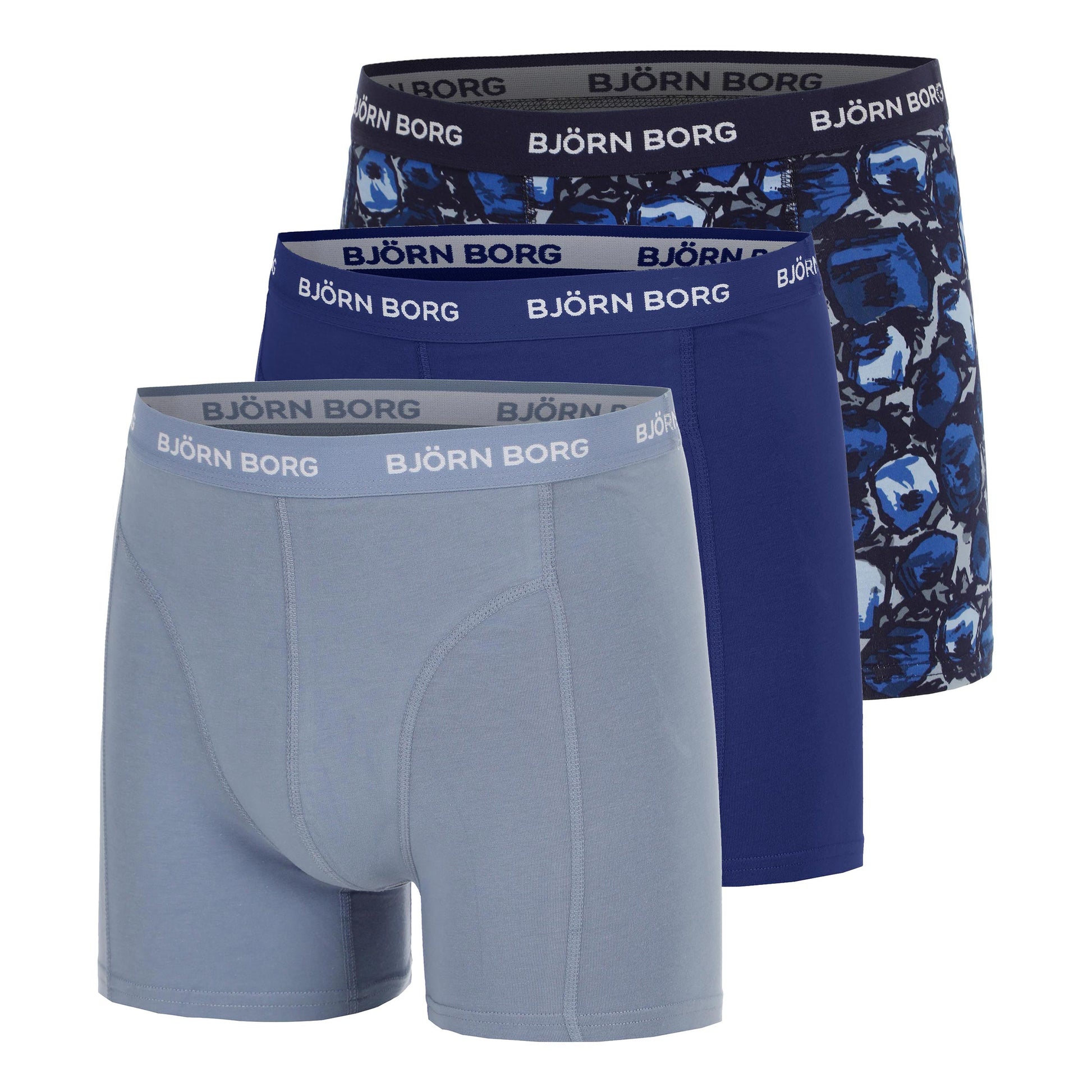 Björn Borg Cotton Stretch Caleçon Pack de 3 Hommes - bleu gris, bleu