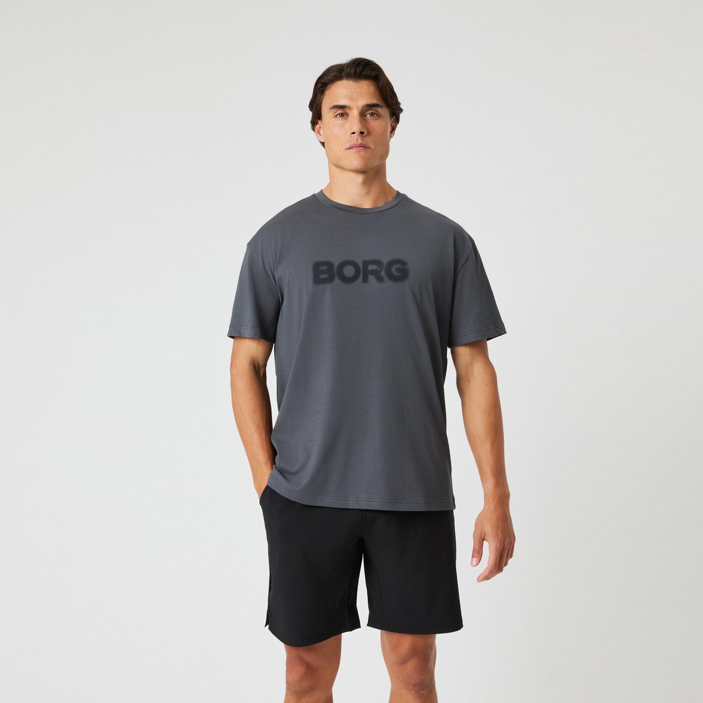 Björn Borg Borg Gym Oversized T-shirt Hommes-Gris Foncé