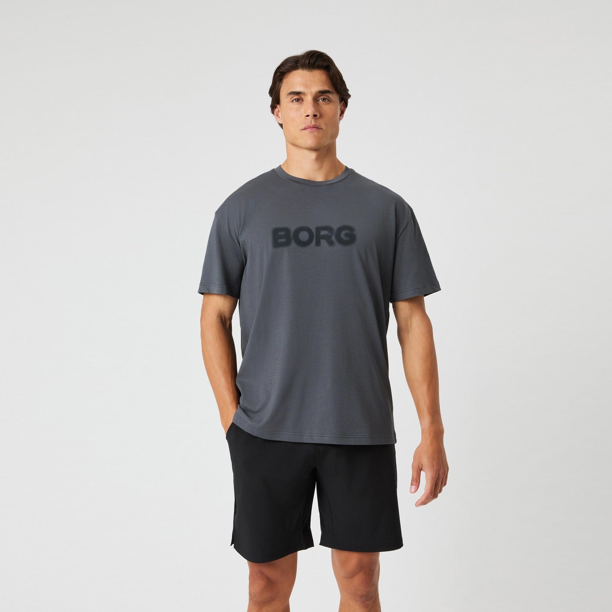 Björn Borg Borg Gym Oversized T-shirt Hommes-Gris Foncé