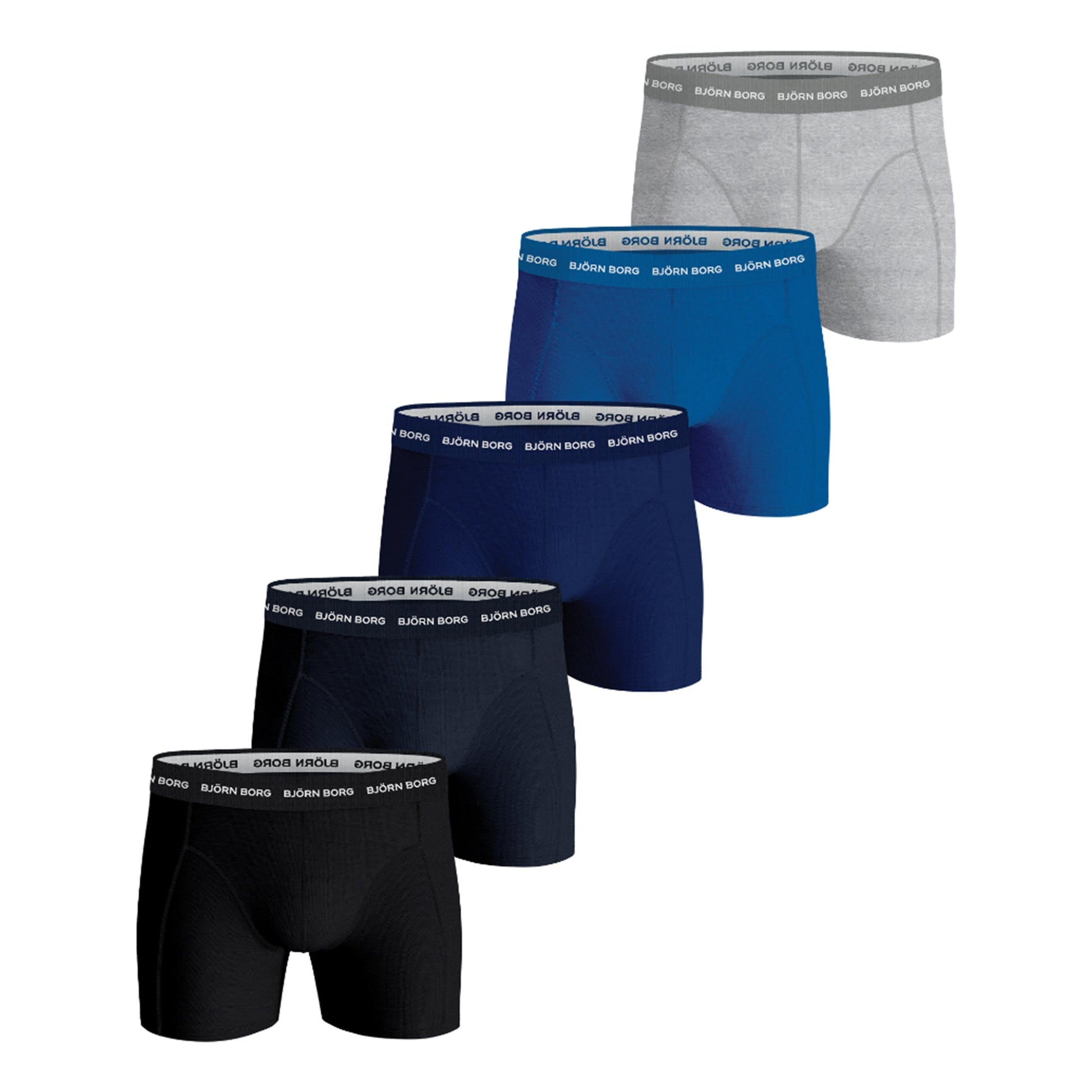 Björn Borg Cotton Stretch Caleçon Pack de 5 Hommes - noir, bleu