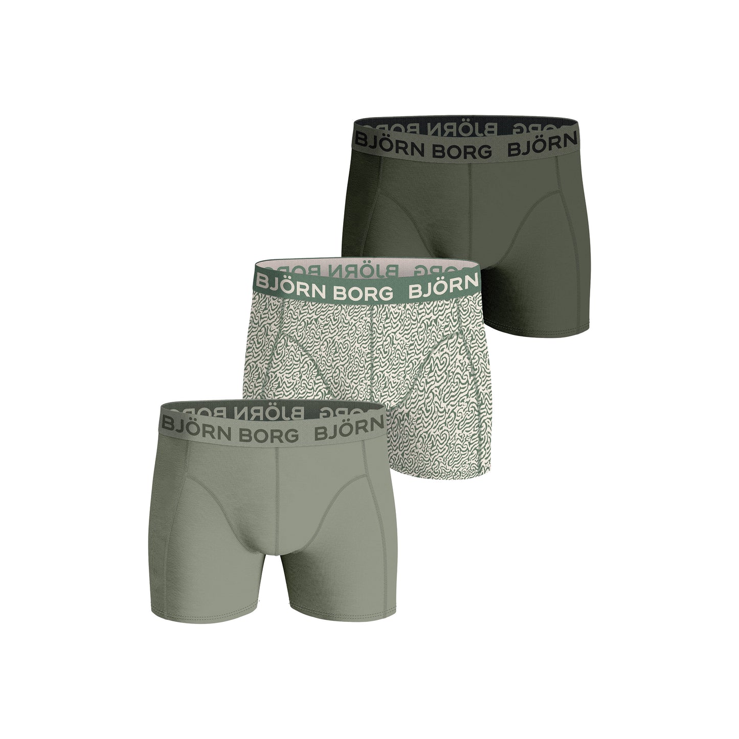 Björn Borg Cotton Stretch Boxershort Verpakking 3 stuks Heren - olijf, groen