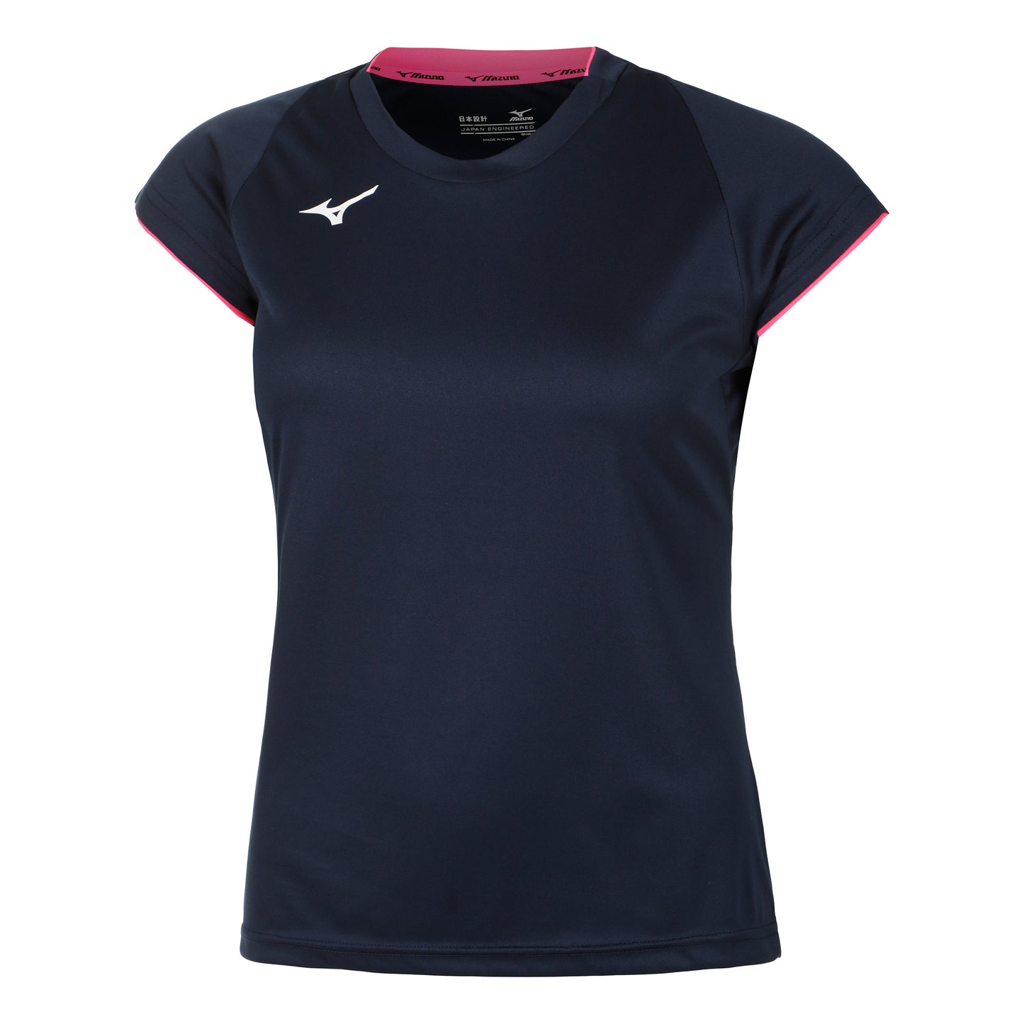 Mizuno Core T-shirt Dames - donkerblauw, roze