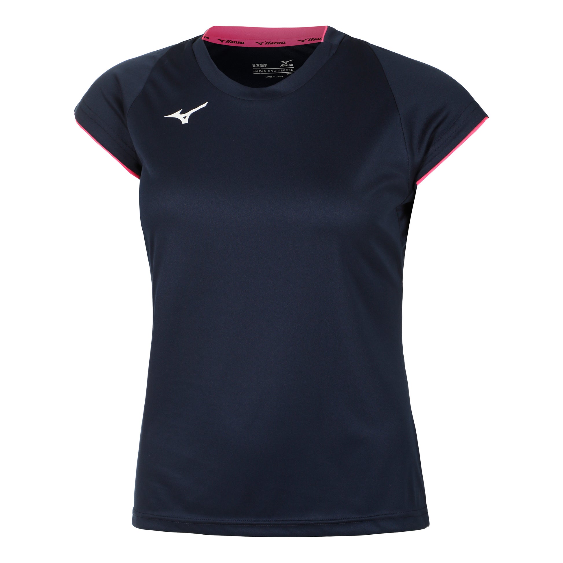 Mizuno Core T-shirt Dames - donkerblauw, roze