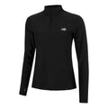 Space Dye Quarter Zip Haut Manches Longues Femmes-Noir