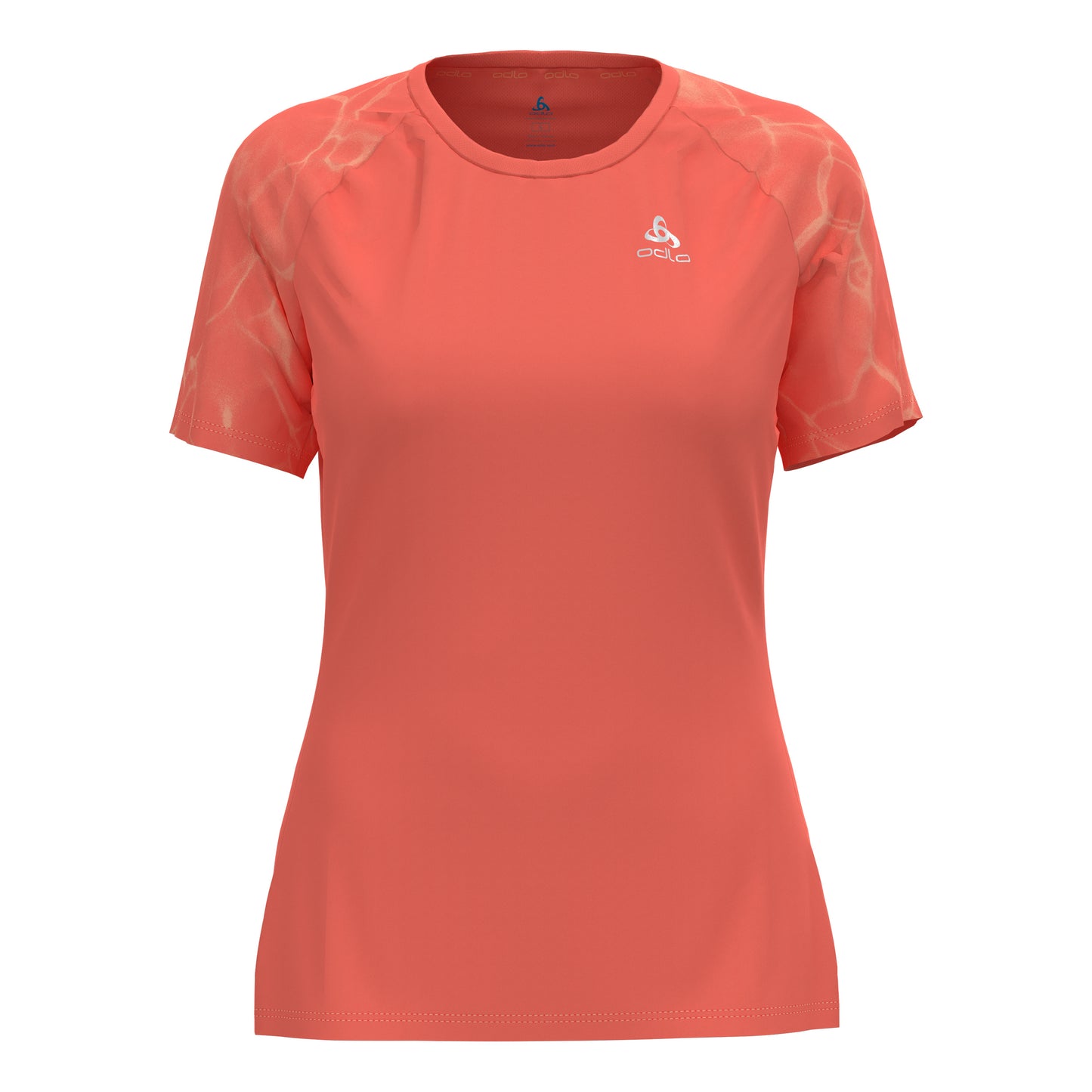 Odlo Essential Print Crew Neck Hardloopshirt Dames - oranje,