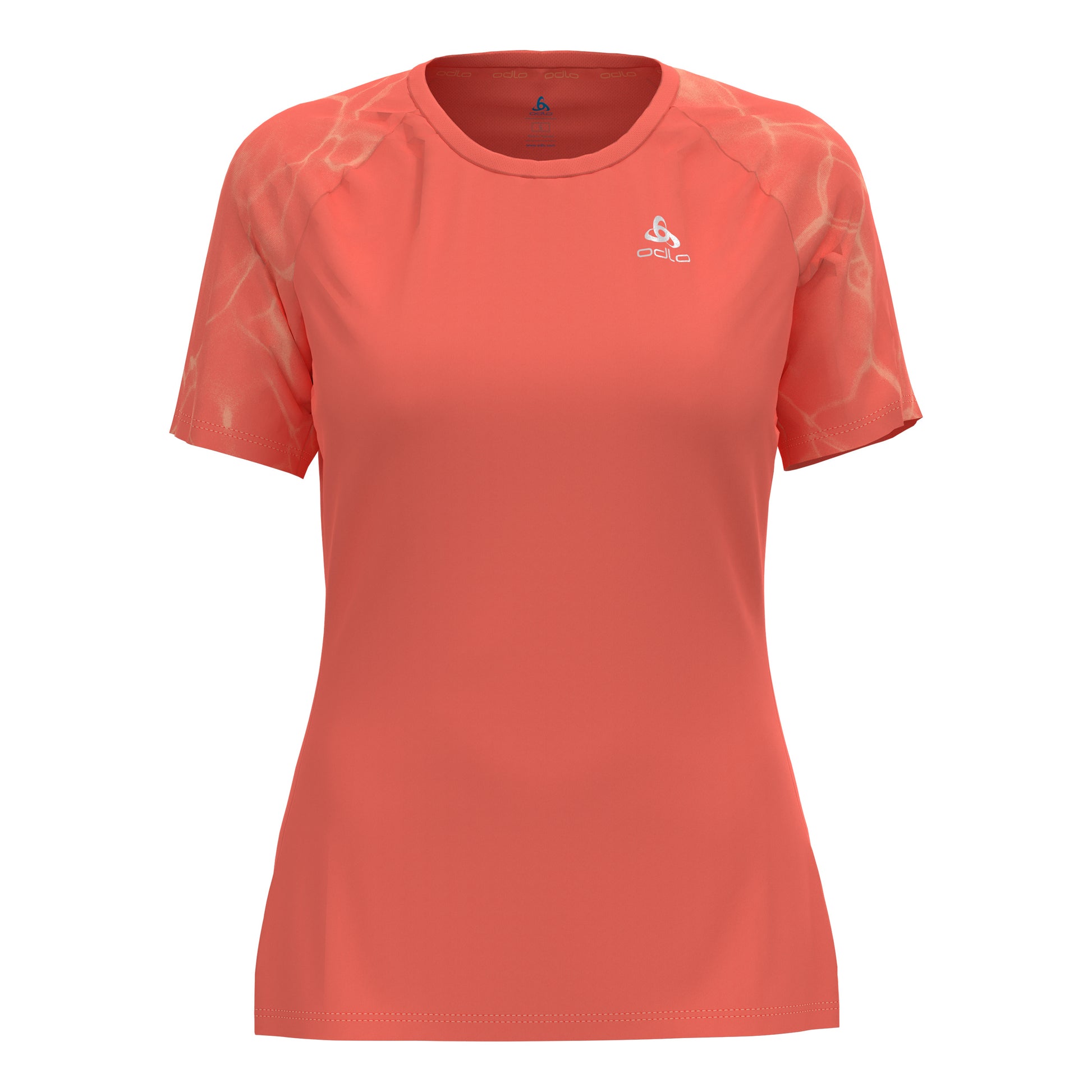 Odlo Essential Print Crew Neck Hardloopshirt Dames - oranje,