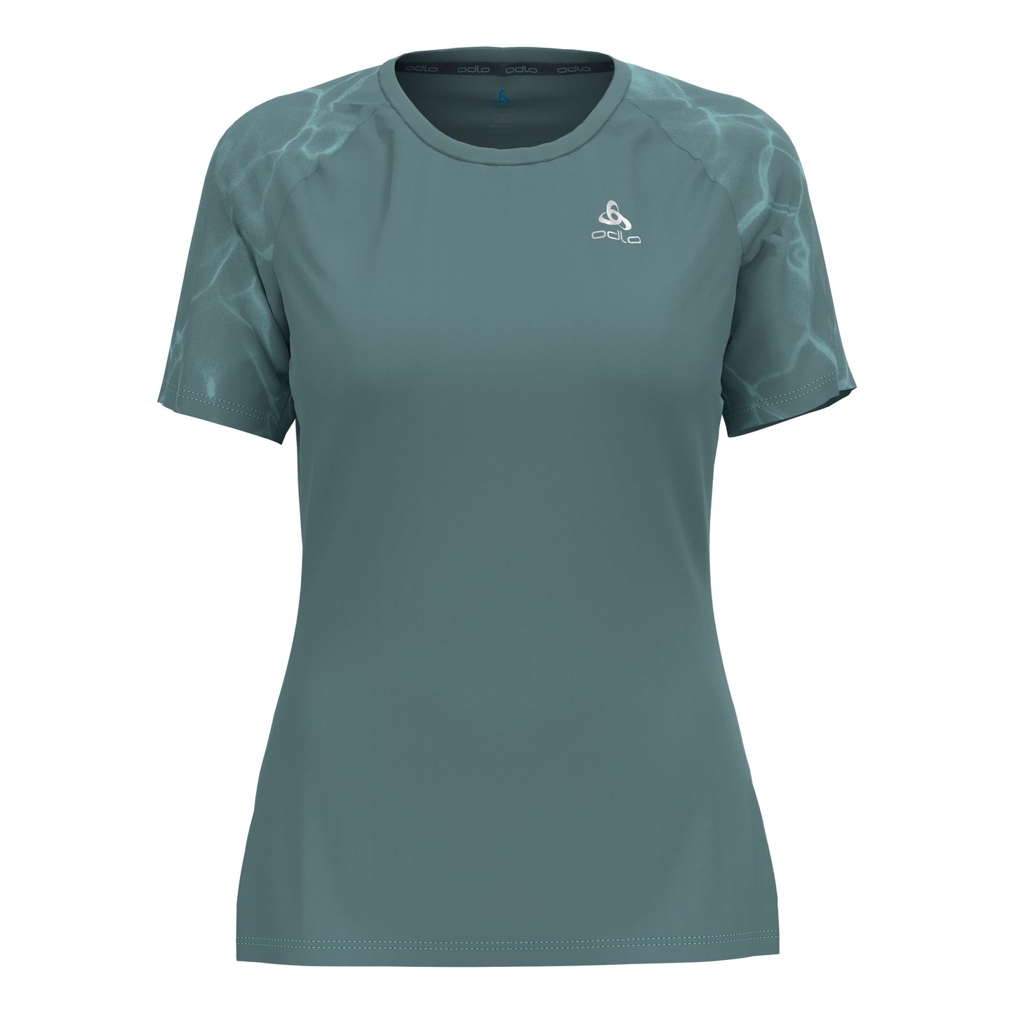 Odlo Essential Print Crew Neck Hardloopshirt Dames - blaugrau,