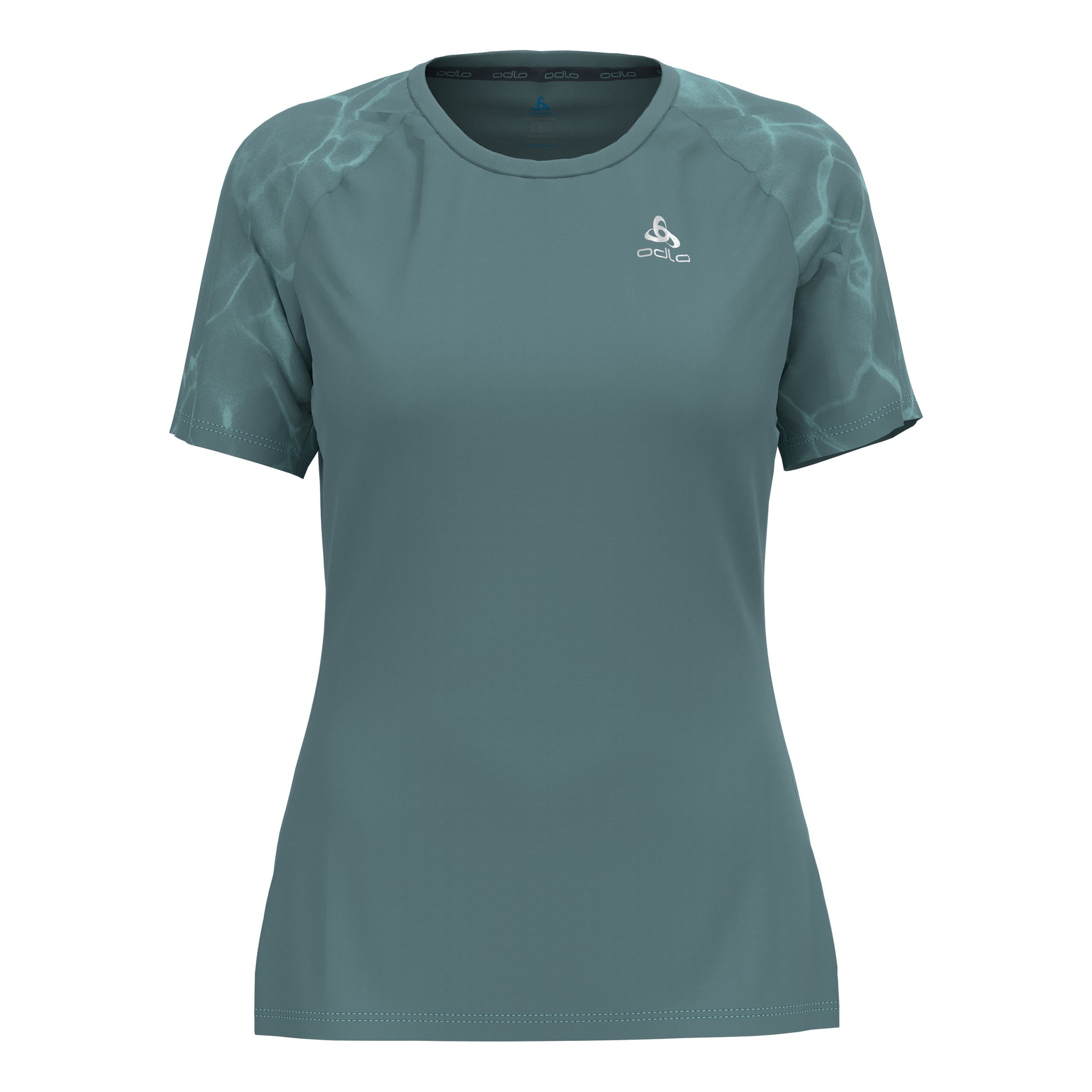 Odlo Essential Print Crew Neck Hardloopshirt Dames - blaugrau,