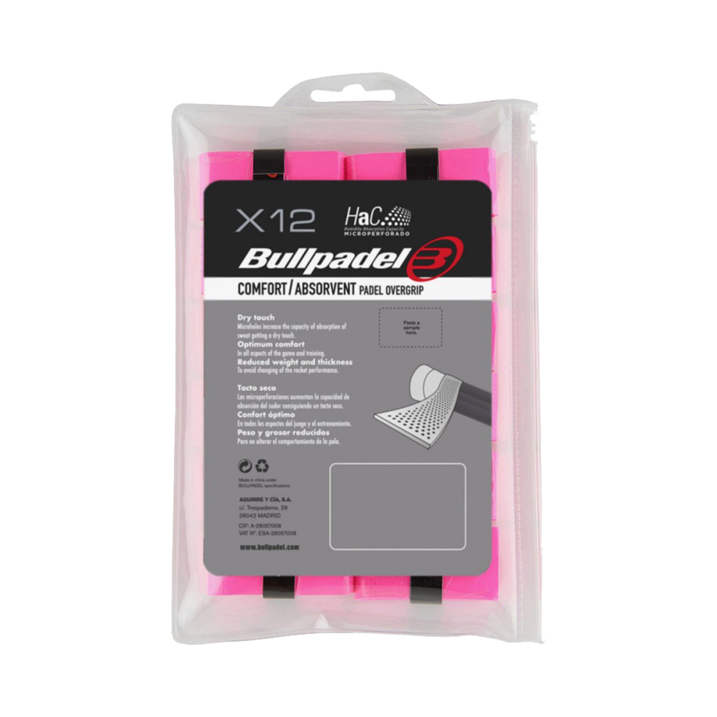 Bullpadel GB-1601 PACK 12 COMFORT ABSORBENT-Pink