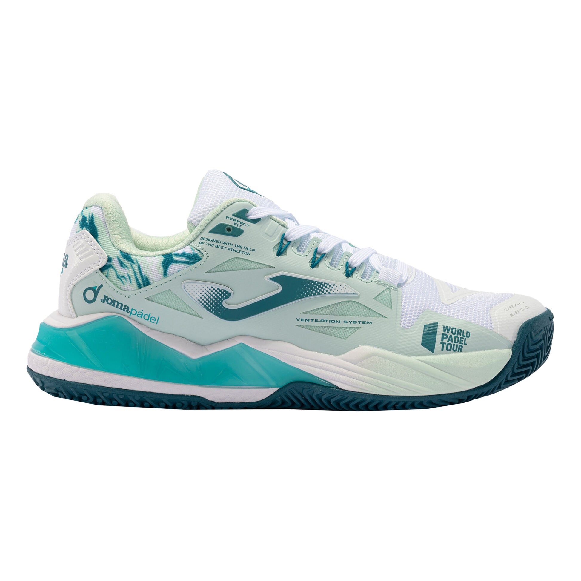 Joma Spin Padel schoen Dames - turkoois, wit