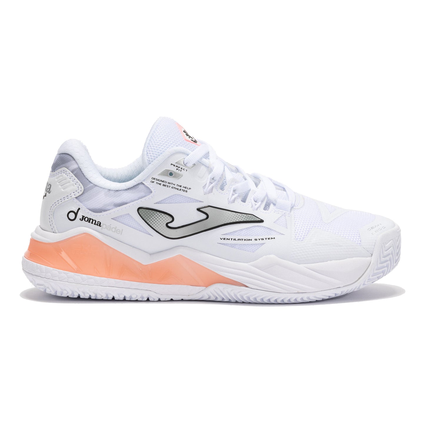 Joma Spin Padel schoen Dames - wit, koraal