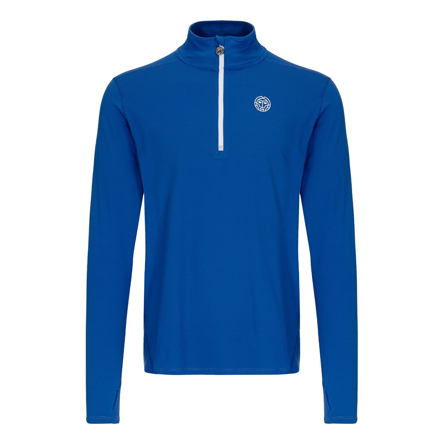 BIDI BADU Zac Tech Haut Manches Longues Hommes-Bleu Petrol, Blanc