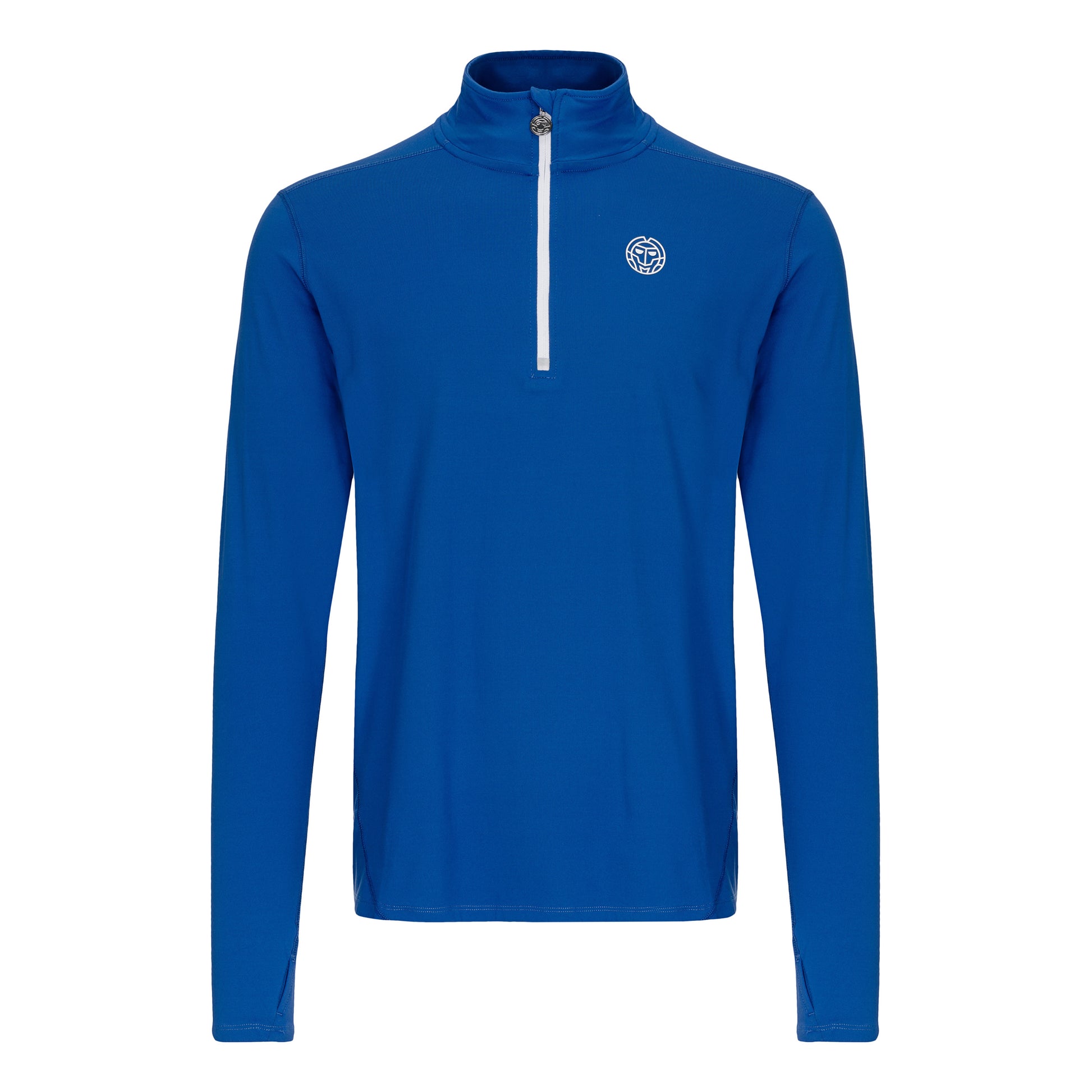 BIDI BADU Zac Tech Haut Manches Longues Hommes-Bleu Petrol, Blanc