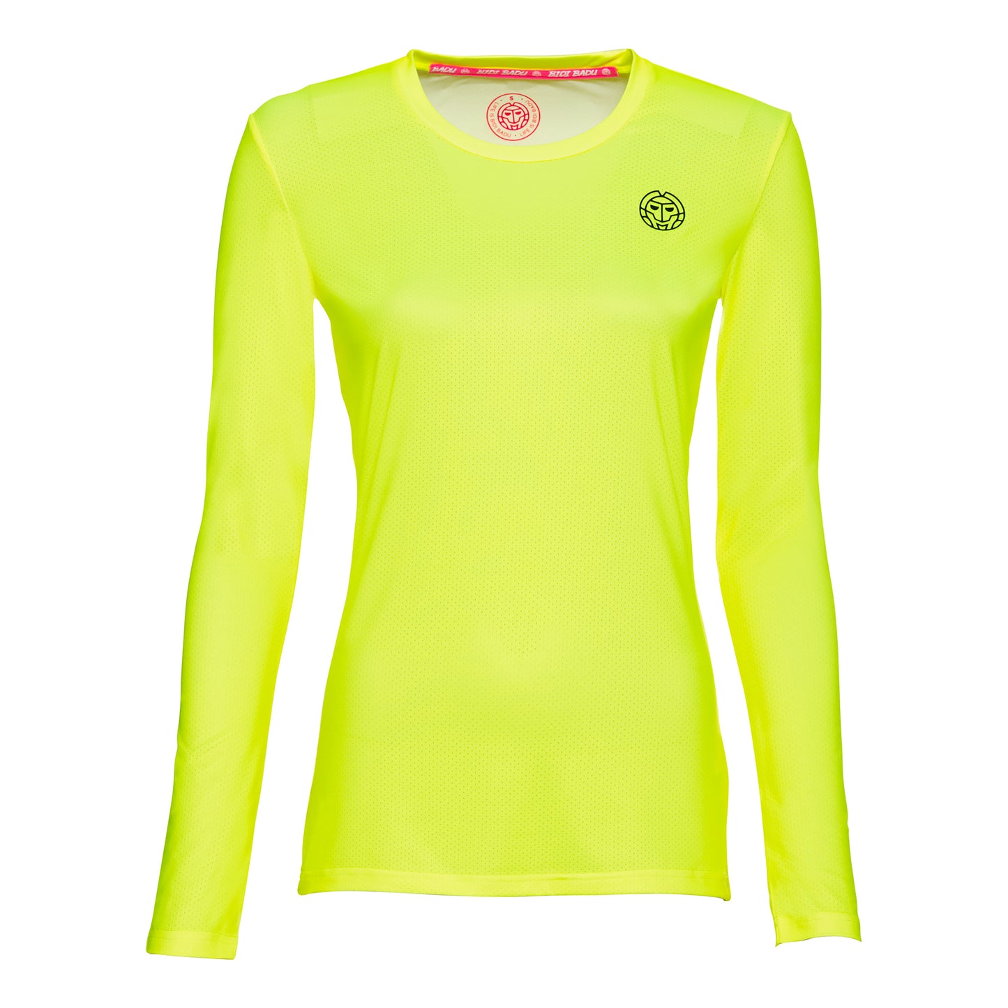 BIDI BADU Pia Tech Roundneck Longsleeve Dames - neongeel, zwart