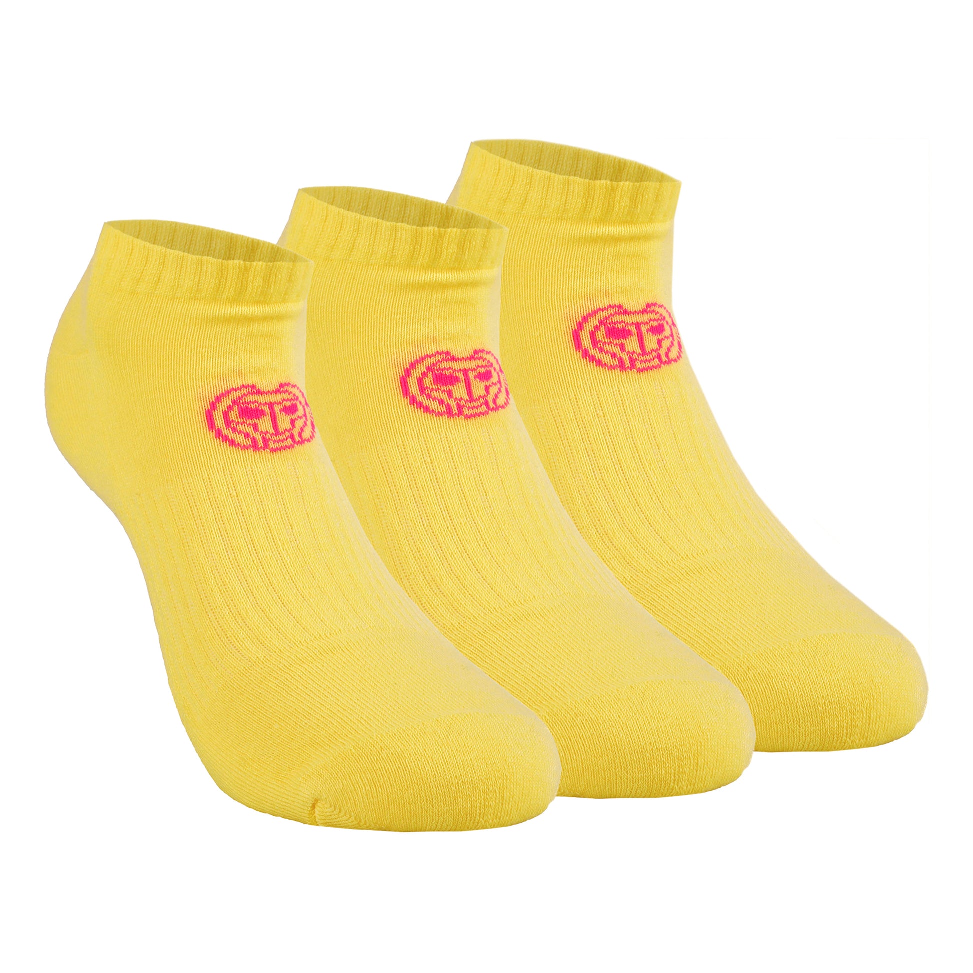 BIDI BADU Leana No Show Tech Chaussettes De Sport Pack De 3 Femmes-Jaune,Pink