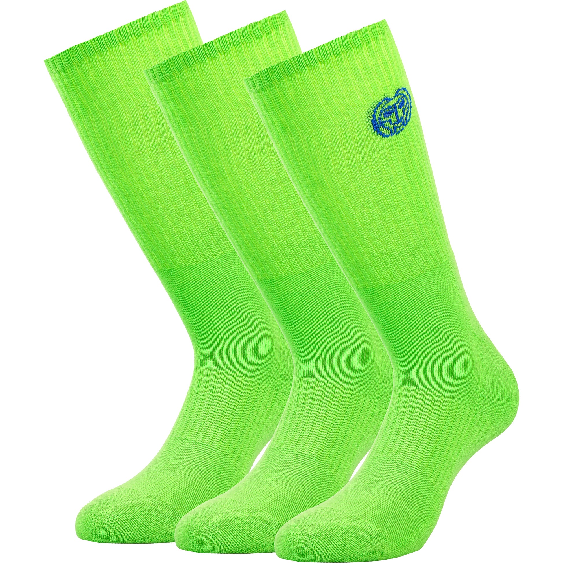 BIDI BADU Matayo Crew Tech Chaussettes De Sport Pack De 3 Hommes-Vert Fluo,Bleu