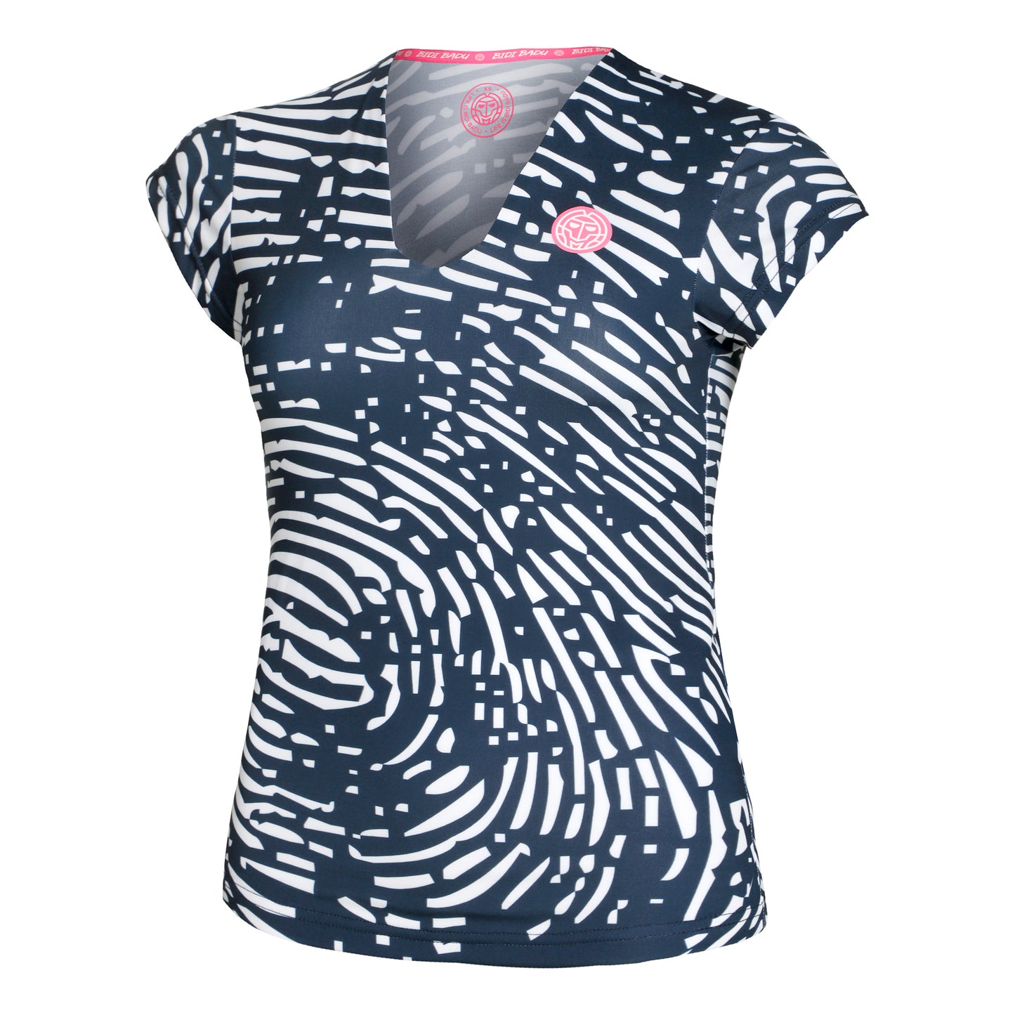 BIDI BADU Leoparty Styles V-Neck T-shirt Femmes - bleu foncé, blanc