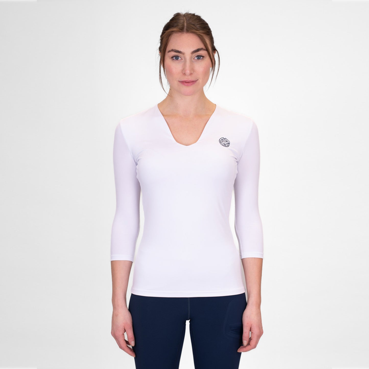 BIDI BADU Crew V-Neck Haut Manches Longues Femmes-Blanc
