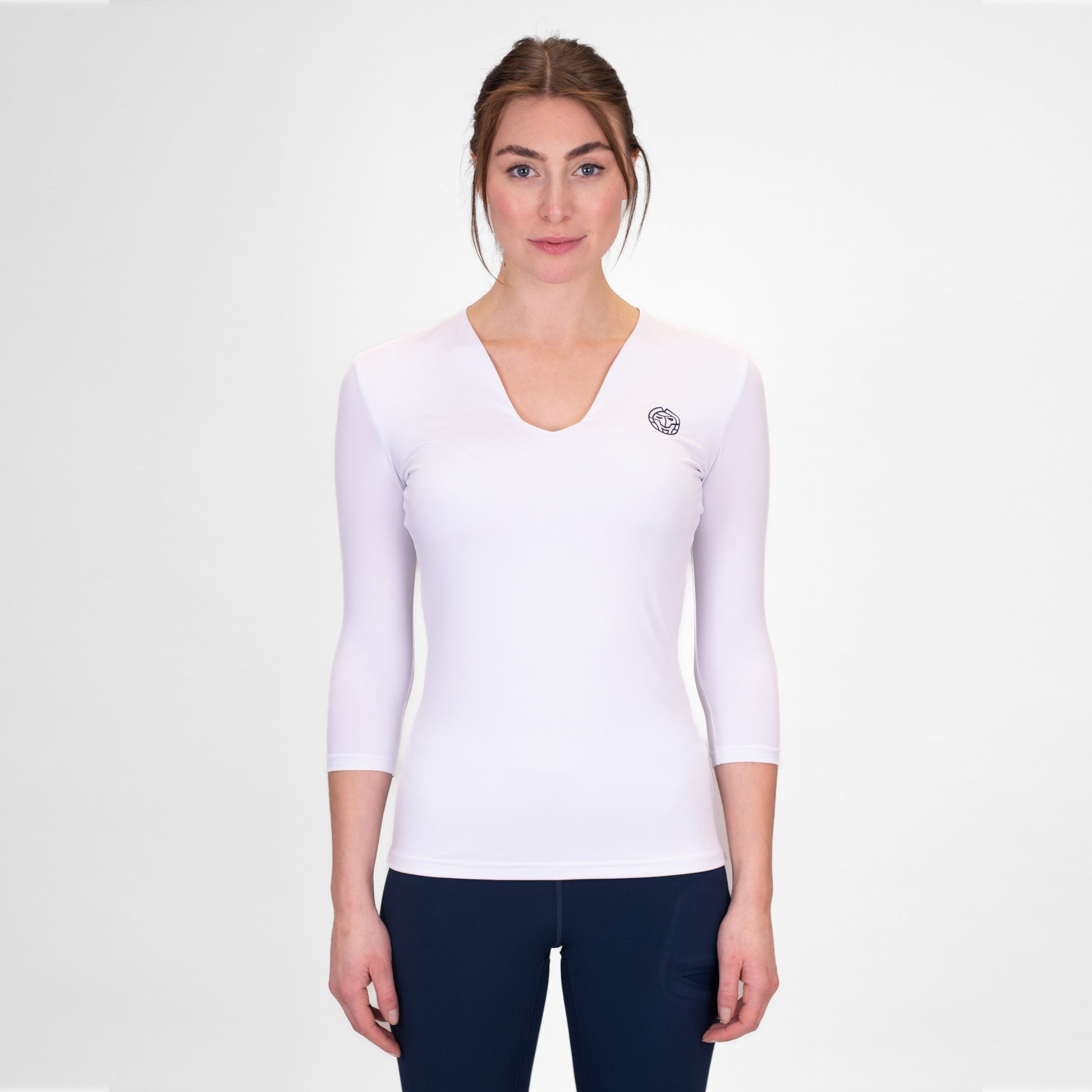 BIDI BADU Crew V-Neck Haut Manches Longues Femmes-Blanc