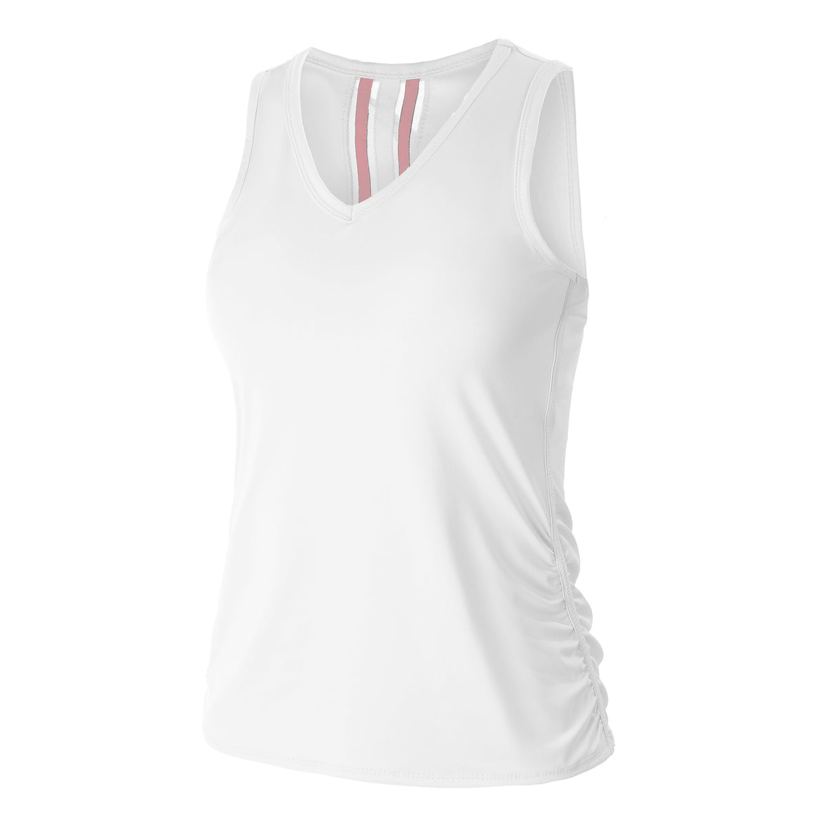 Lucky in Love V-Neck Ruche Tanktop Dames - wit, pink