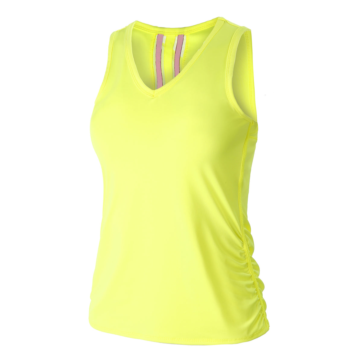 Lucky in Love V-Neck Ruche Tanktop Dames - neongeel,