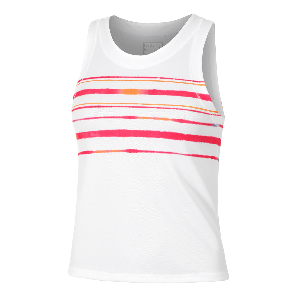 Lucky in Love Deco Stripe Crop Tanktop Dames - wit, koraal