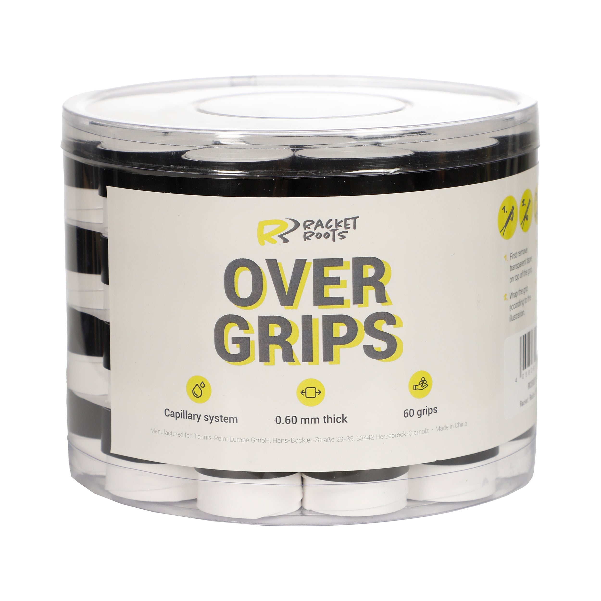 Racket Roots RR Grip Box de 60 balles - blanc