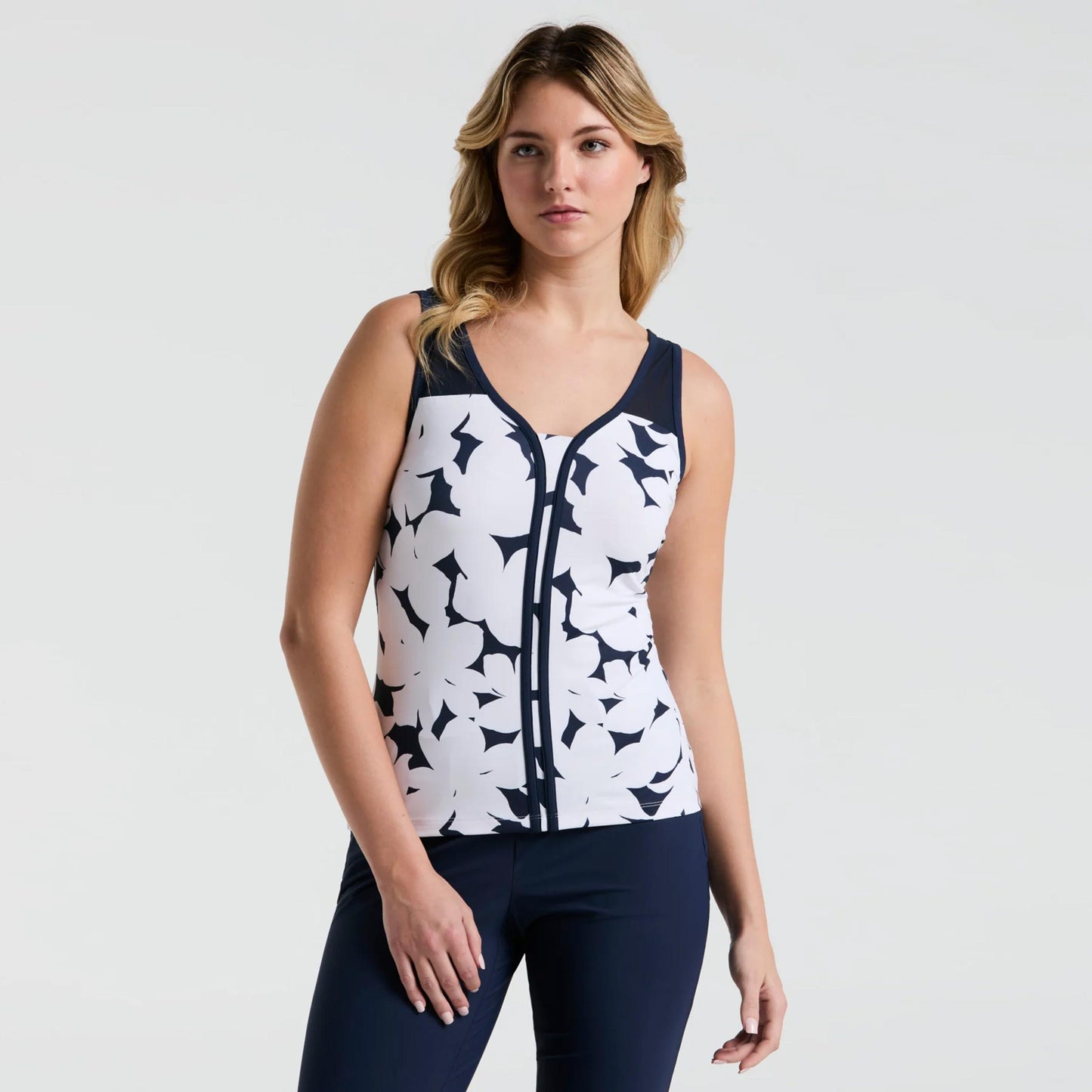 Original Penguin Riviera Floral Tanktop Dames-Donkerblauw