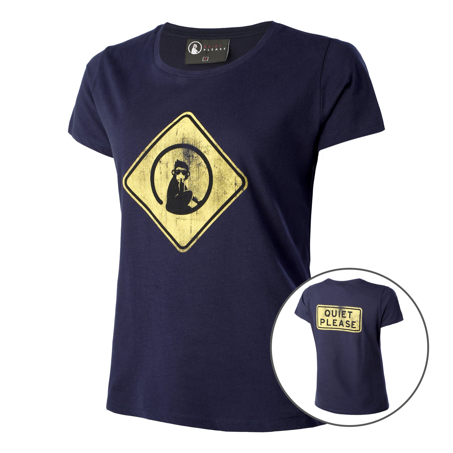 Quiet Please Australia Road Sign T-shirt Femmes - bleu foncé, jaune