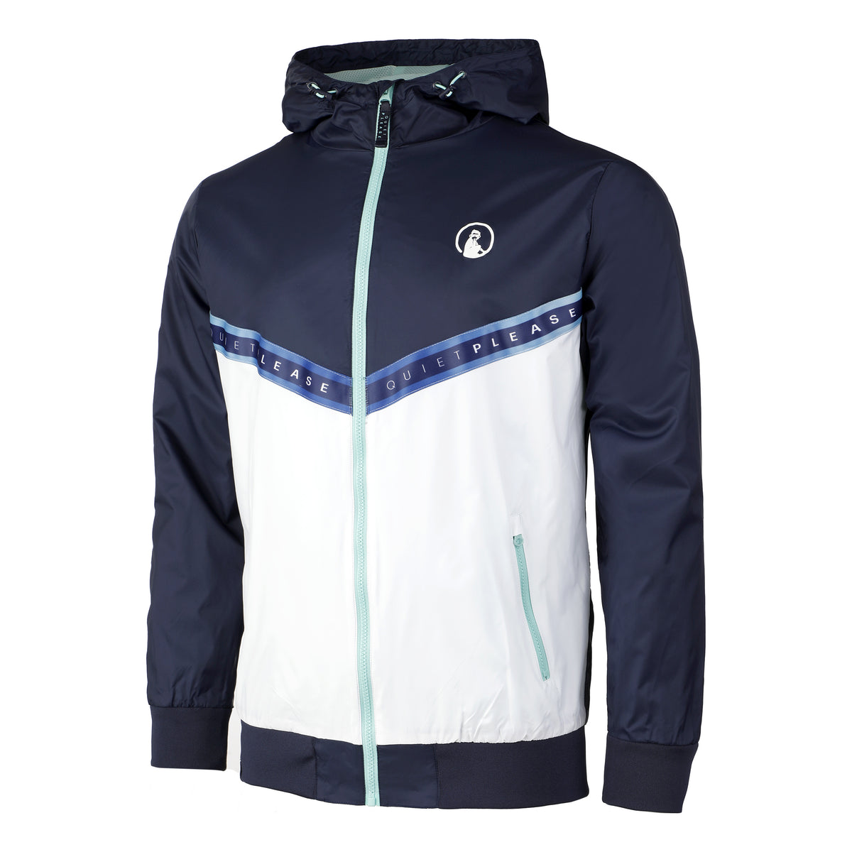 Quiet Please Tweener Rainbow Windbreaker Trainingsjack Heren - blauw, wit
