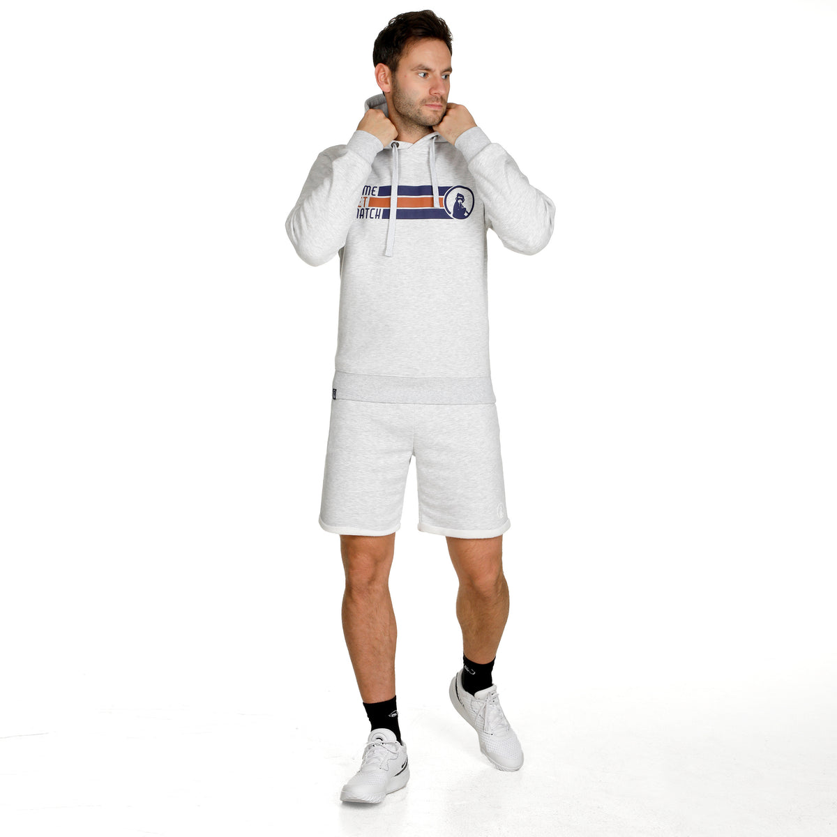 Quiet Please Retro Stripe Block Sweat à capuche Hommes - gris clair, multicouleur