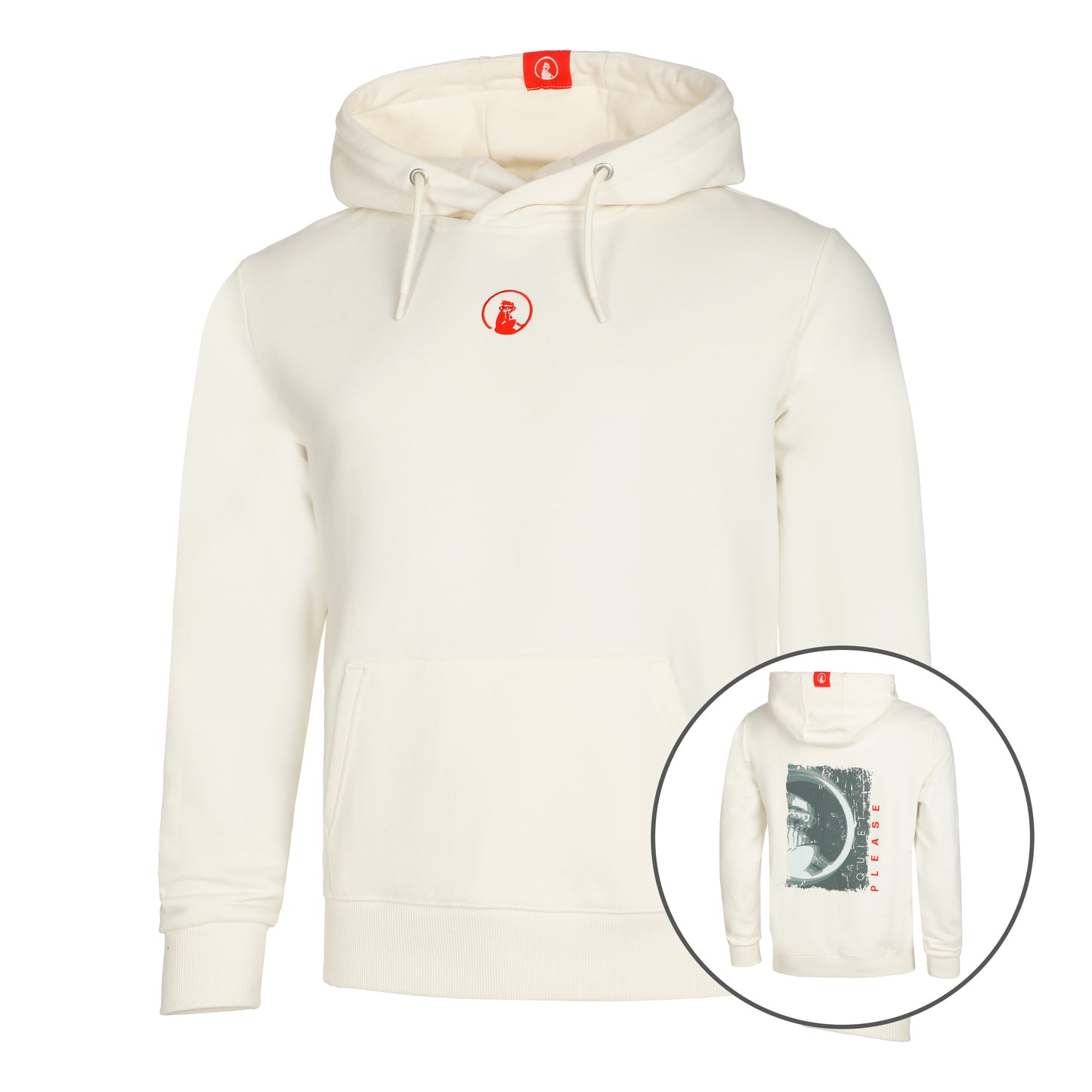 Quiet Please Blurred Sweater met capuchon Heren - wit, salie