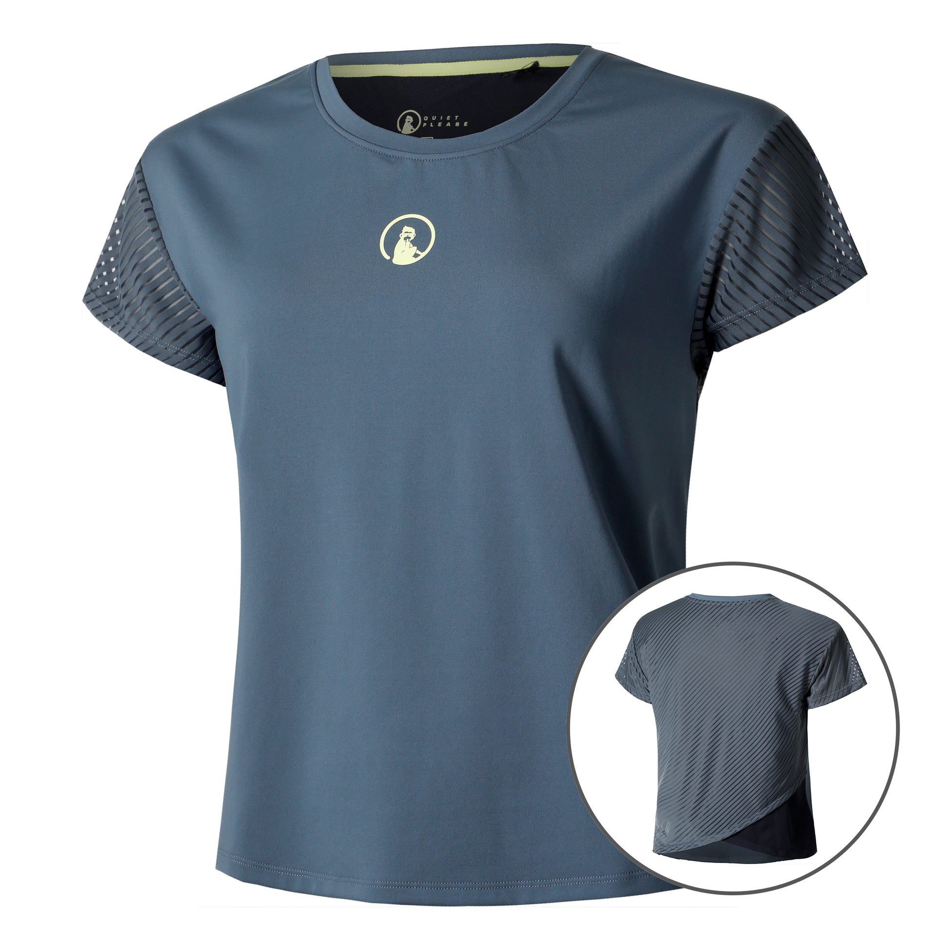 Quiet Please Perspectives Cross T-shirt Dames-Blauw