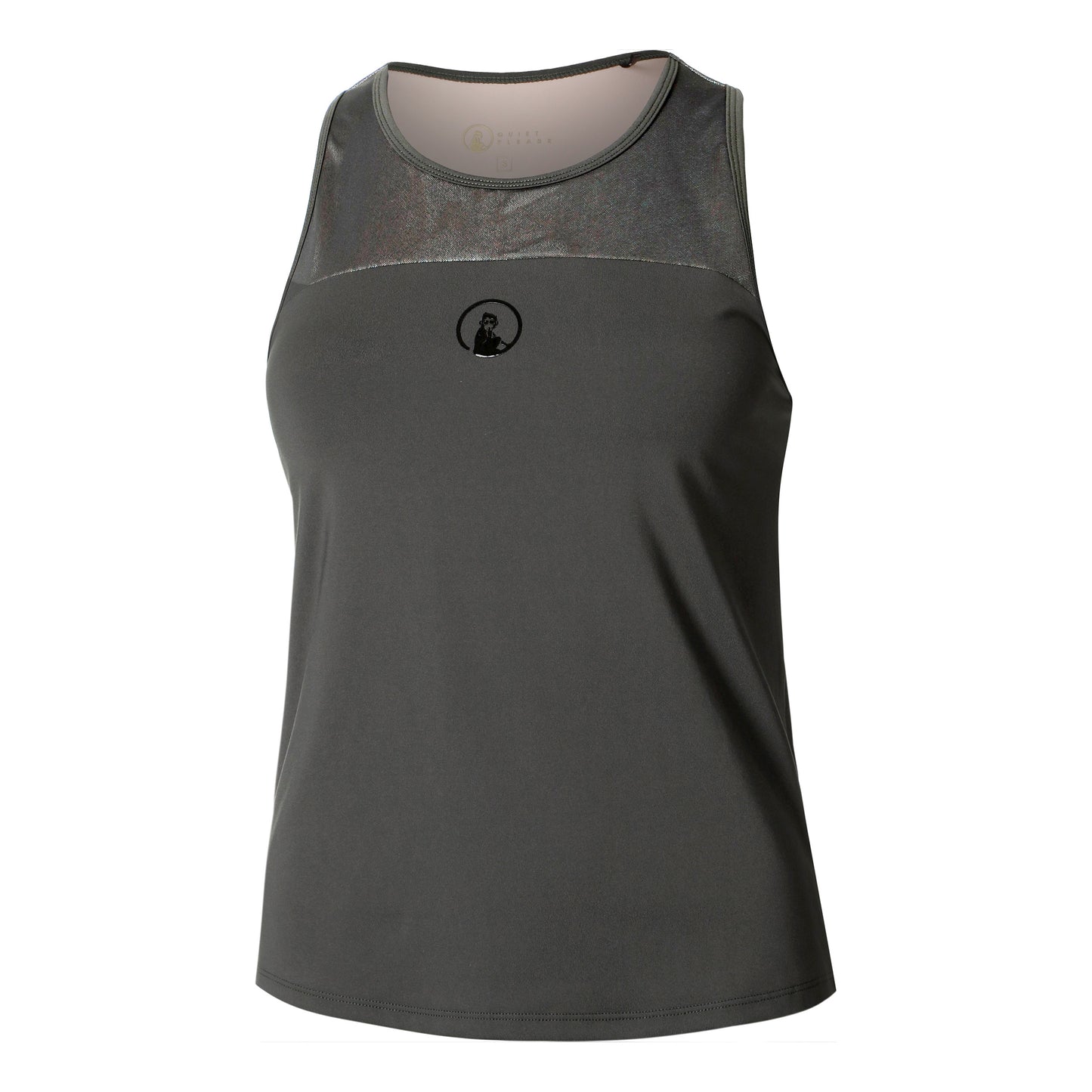 Quiet Please Sparkle Racerback Tanktop Dames-Antraciet
