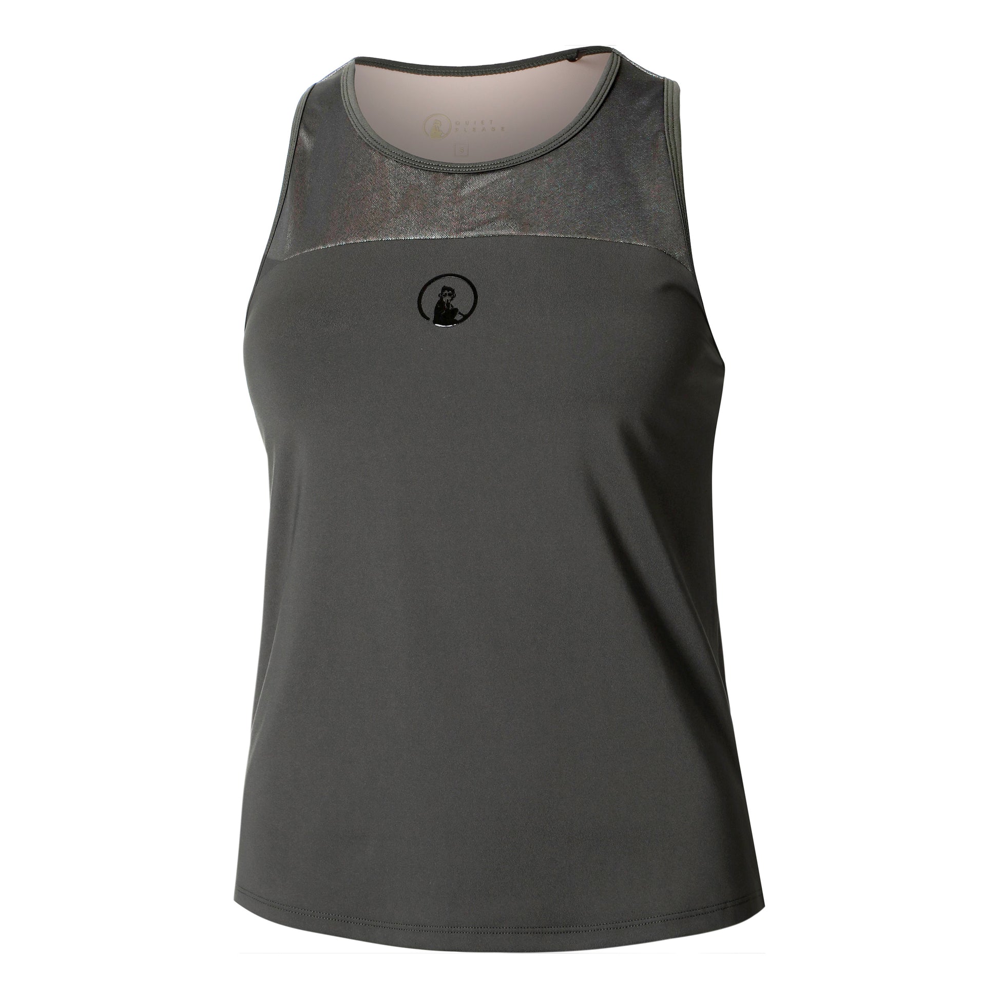 Quiet Please Sparkle Racerback Tanktop Dames-Antraciet