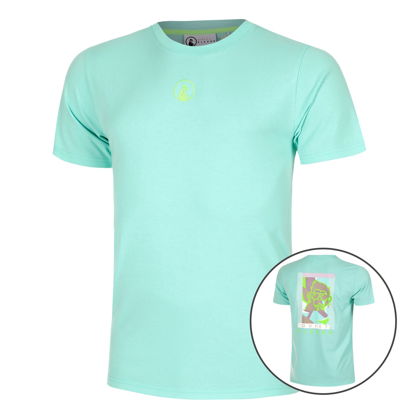 Quiet Please Wild Collage T-shirt Hommes-Turquoise,Multicouleur