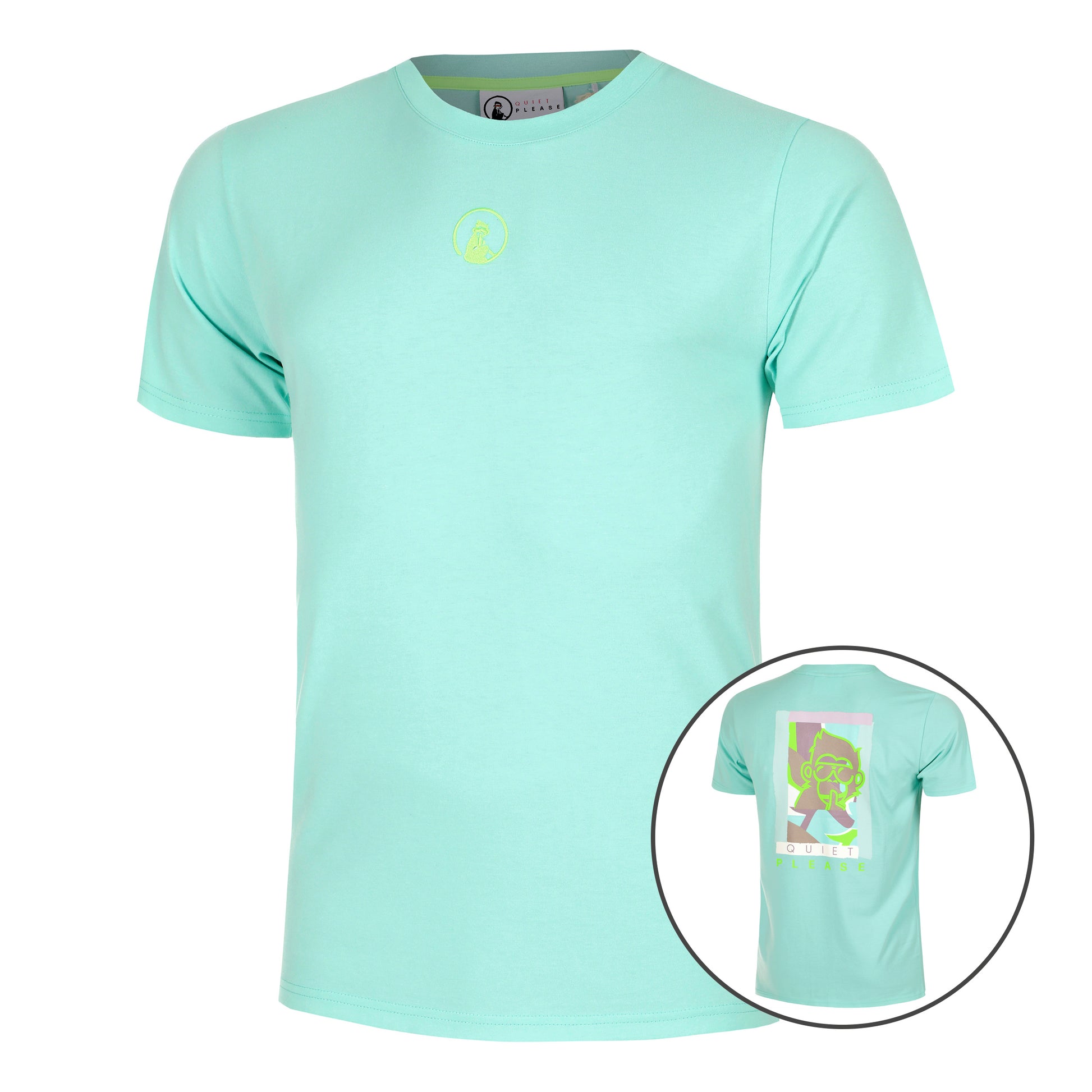 Quiet Please Wild Collage T-shirt Hommes-Turquoise,Multicouleur