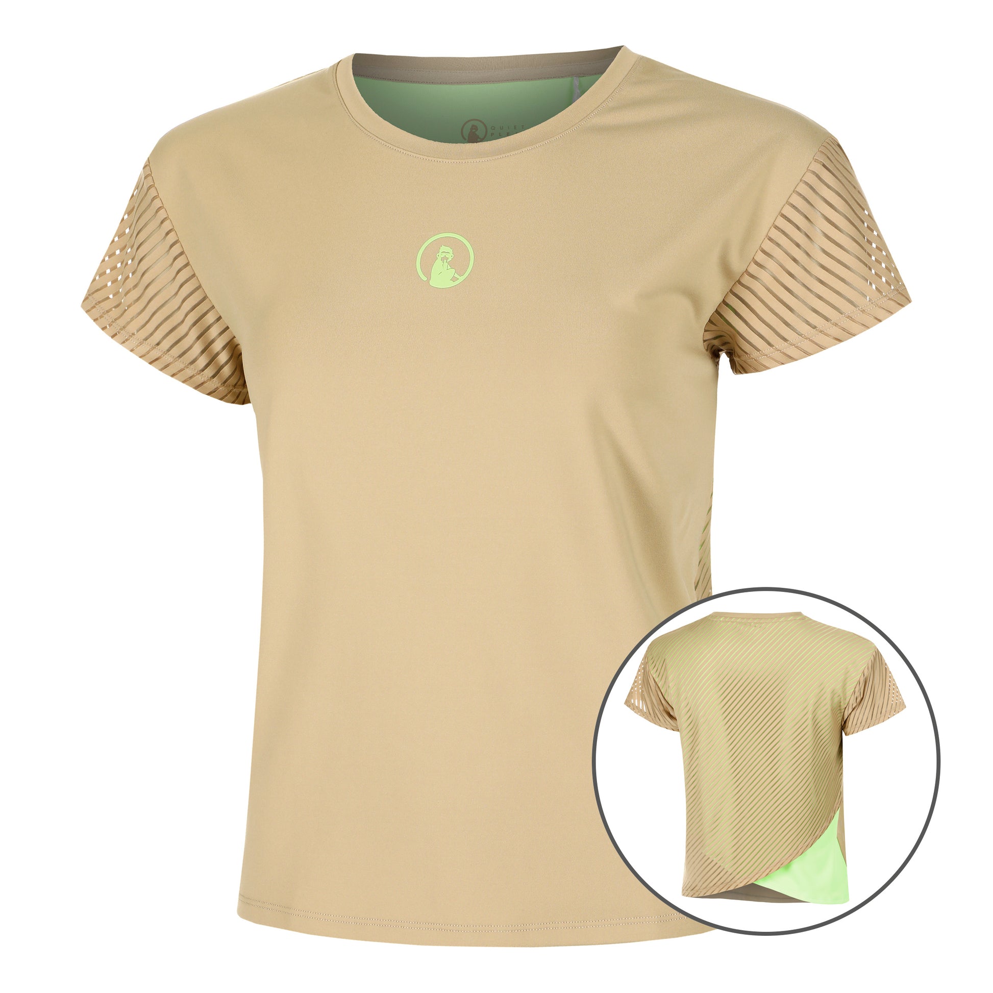 Quiet Please Wild Cross T-shirt Femmes-Beige,Vert Fluo
