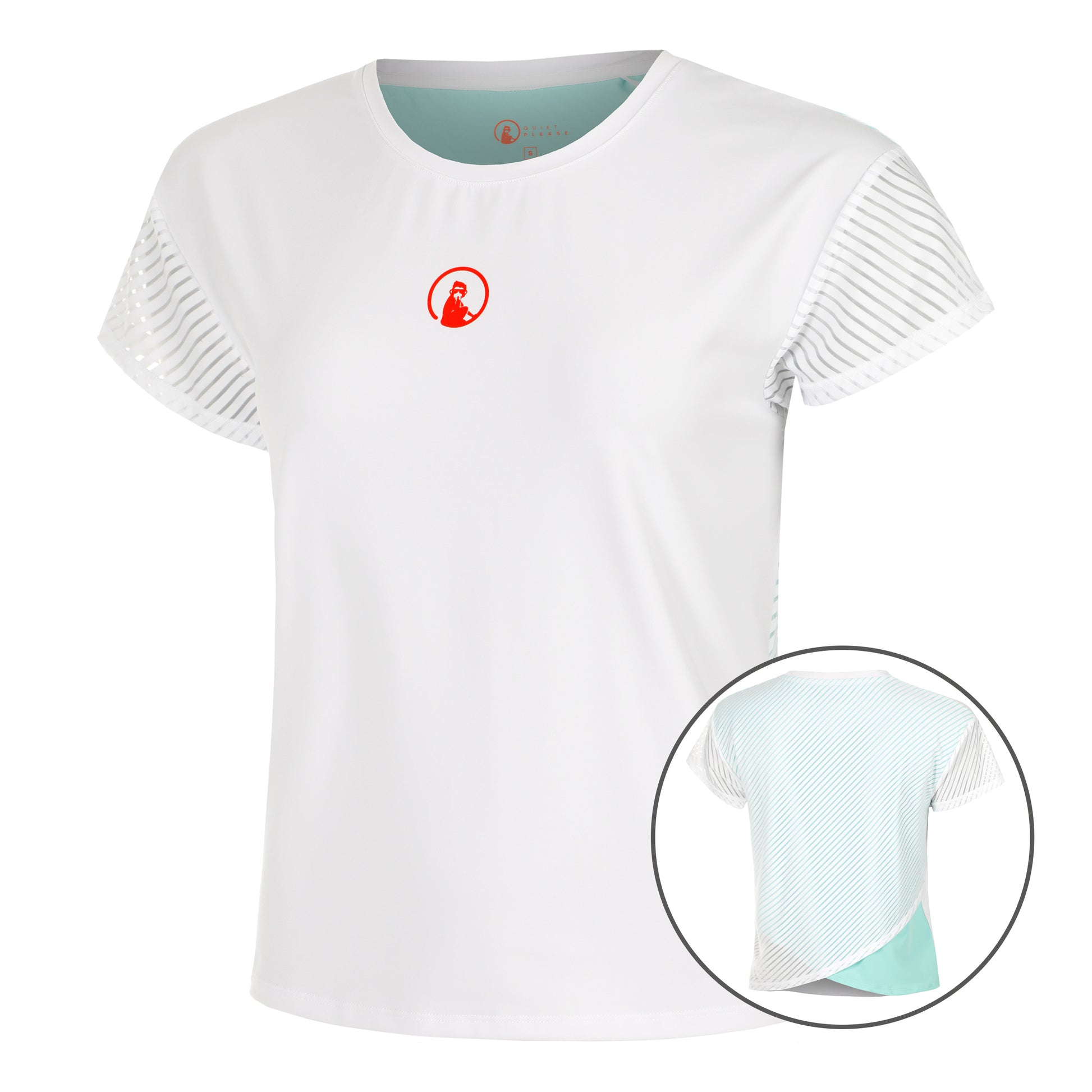 Quiet Please Wild Cross T-shirt Dames-Wit,Turkoois