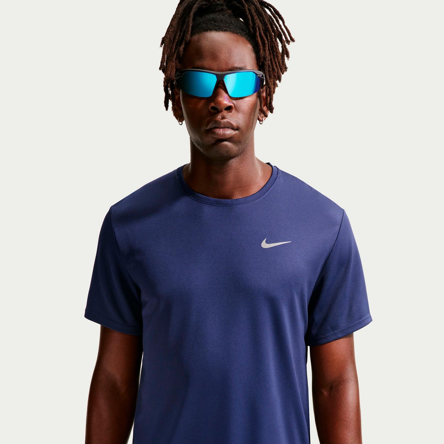 Nike Miler Maillot de course Hommes - bleu foncé, argent