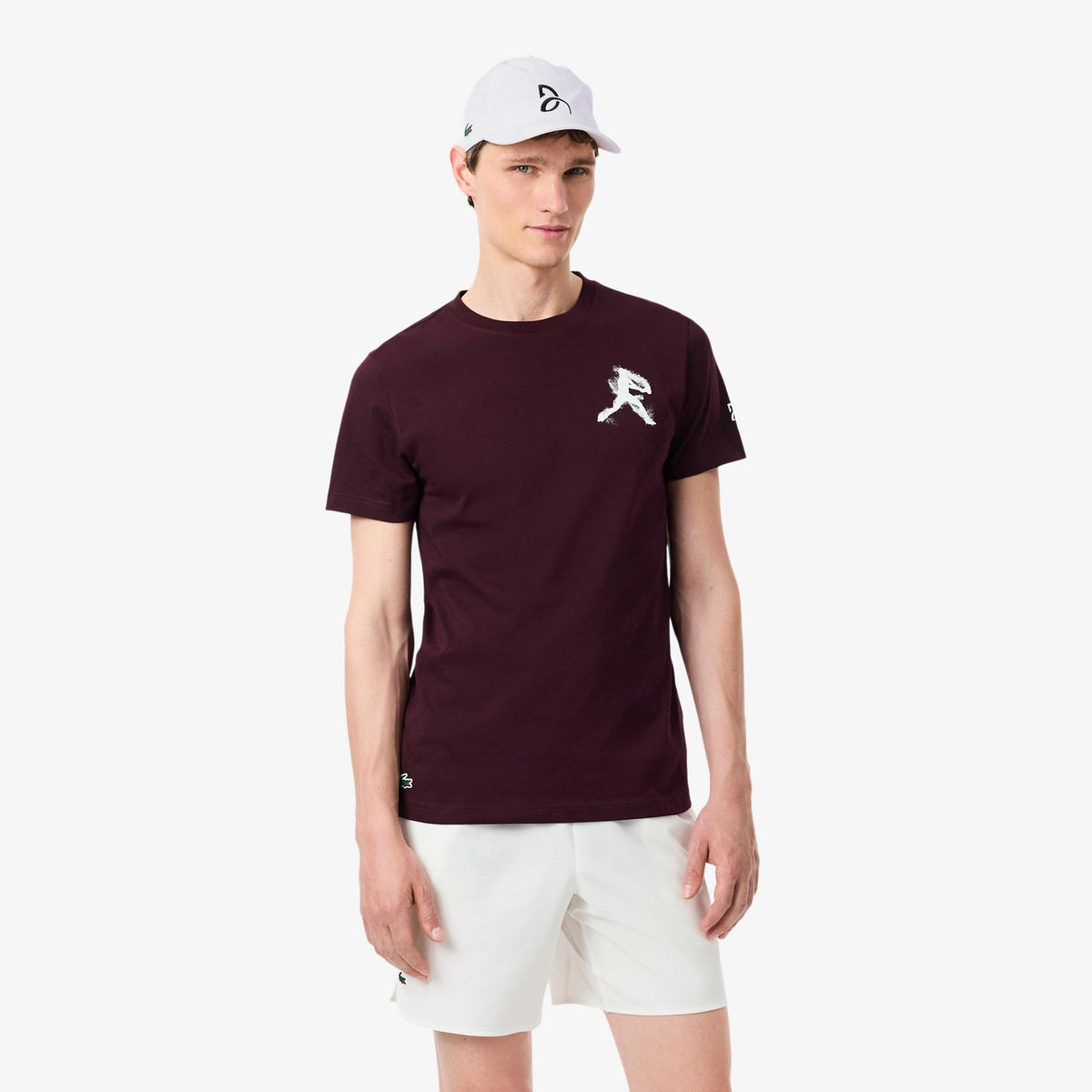 Lacoste T-shirt & Cap Heren - wijnrood, wit