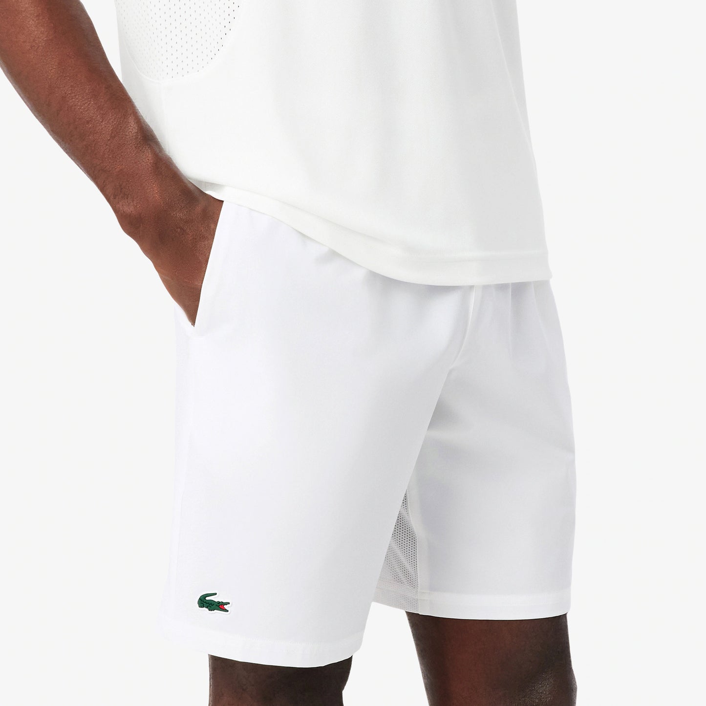 Lacoste Djokovic Shorts Hommes - blanc, bleu foncé