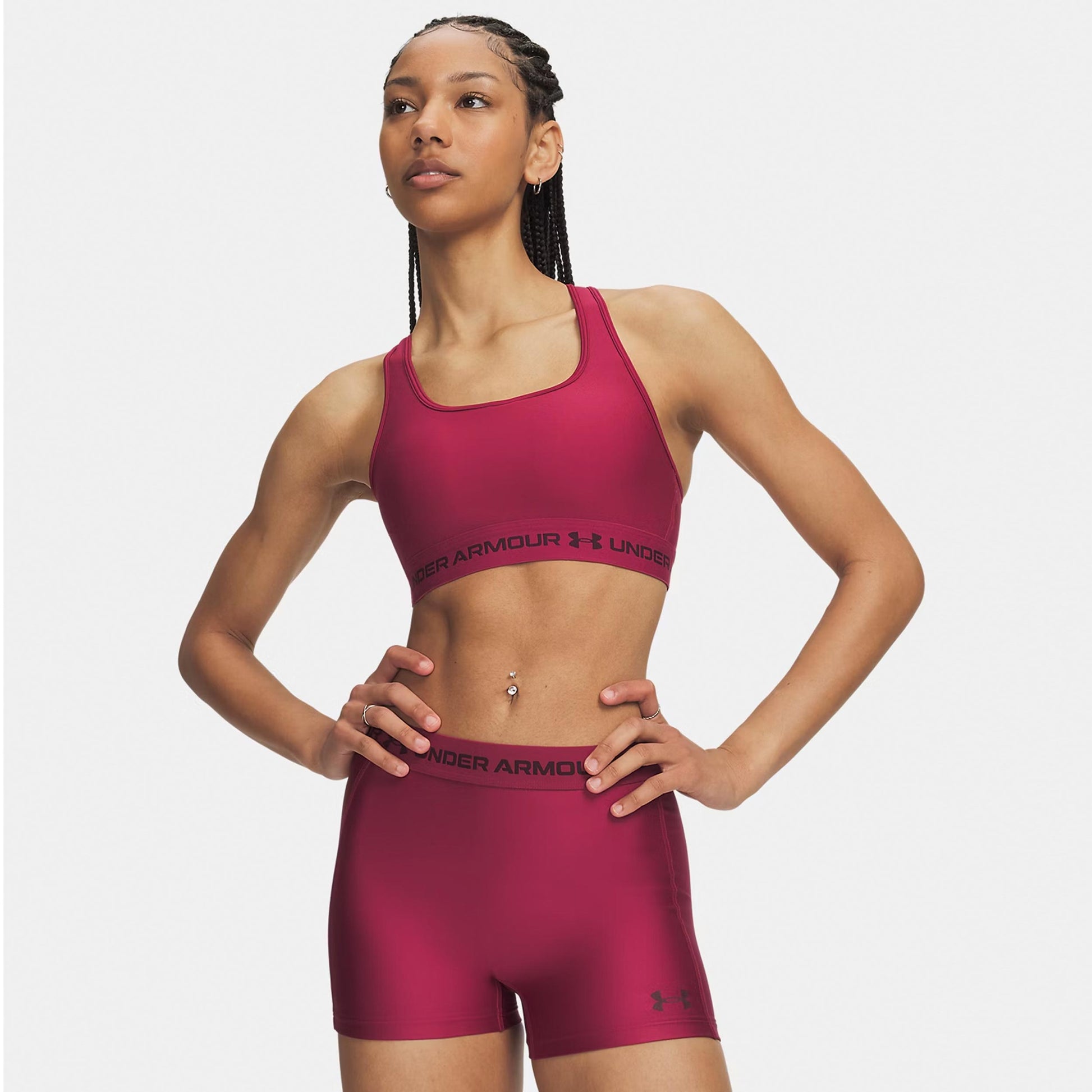 Under Armour Crossback Mid Sport-bh Dames - rood, donkerrood