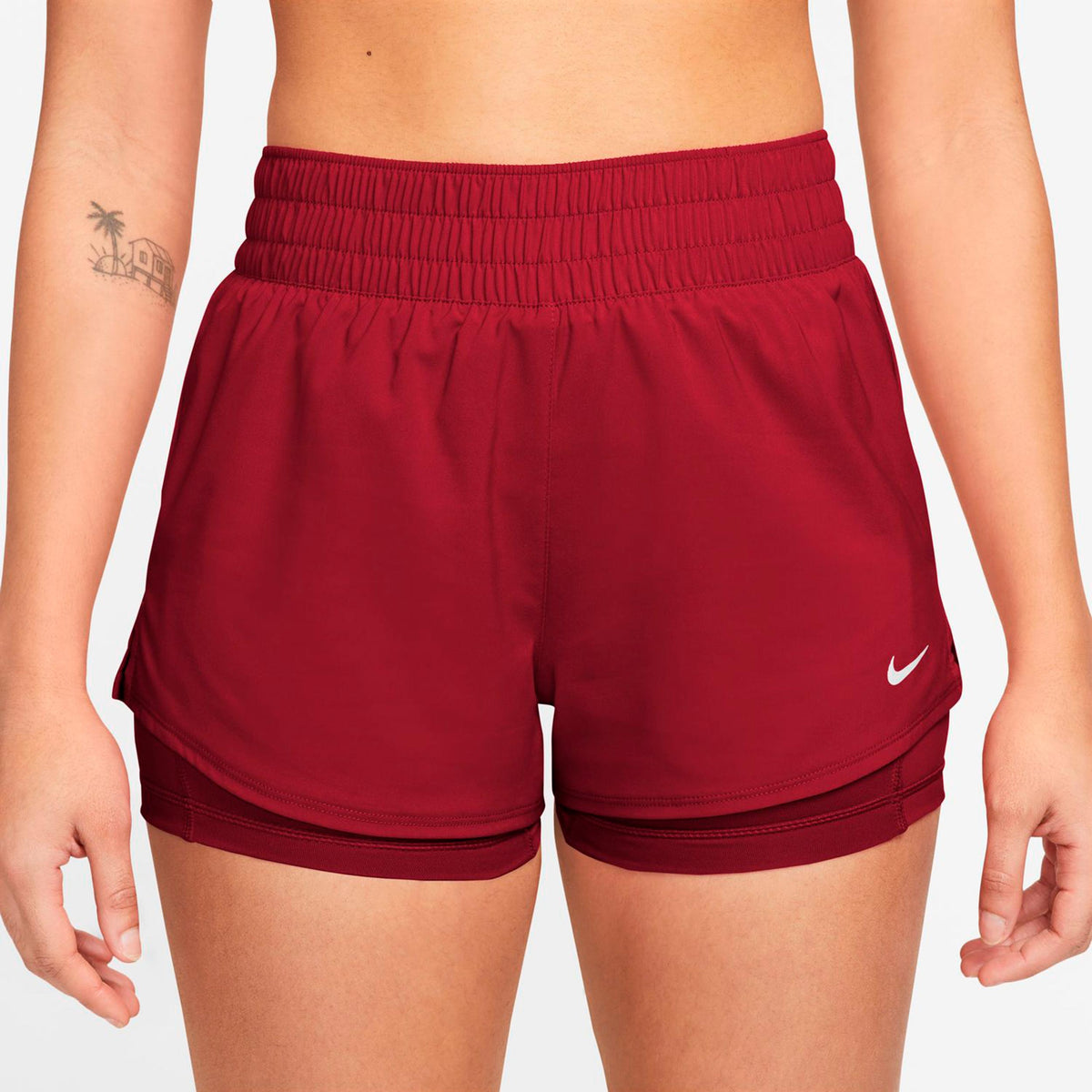 Nike Dri-Fit One Mid Rise 2in1 3in Shorts Dames - rood