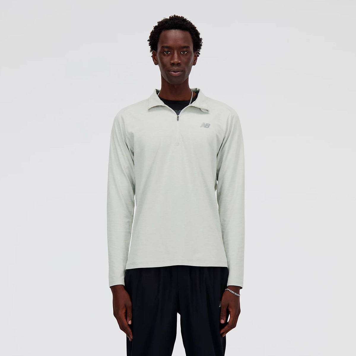 New Balance Space Dye 1/4 Zip Longsleeve Heren - grijs