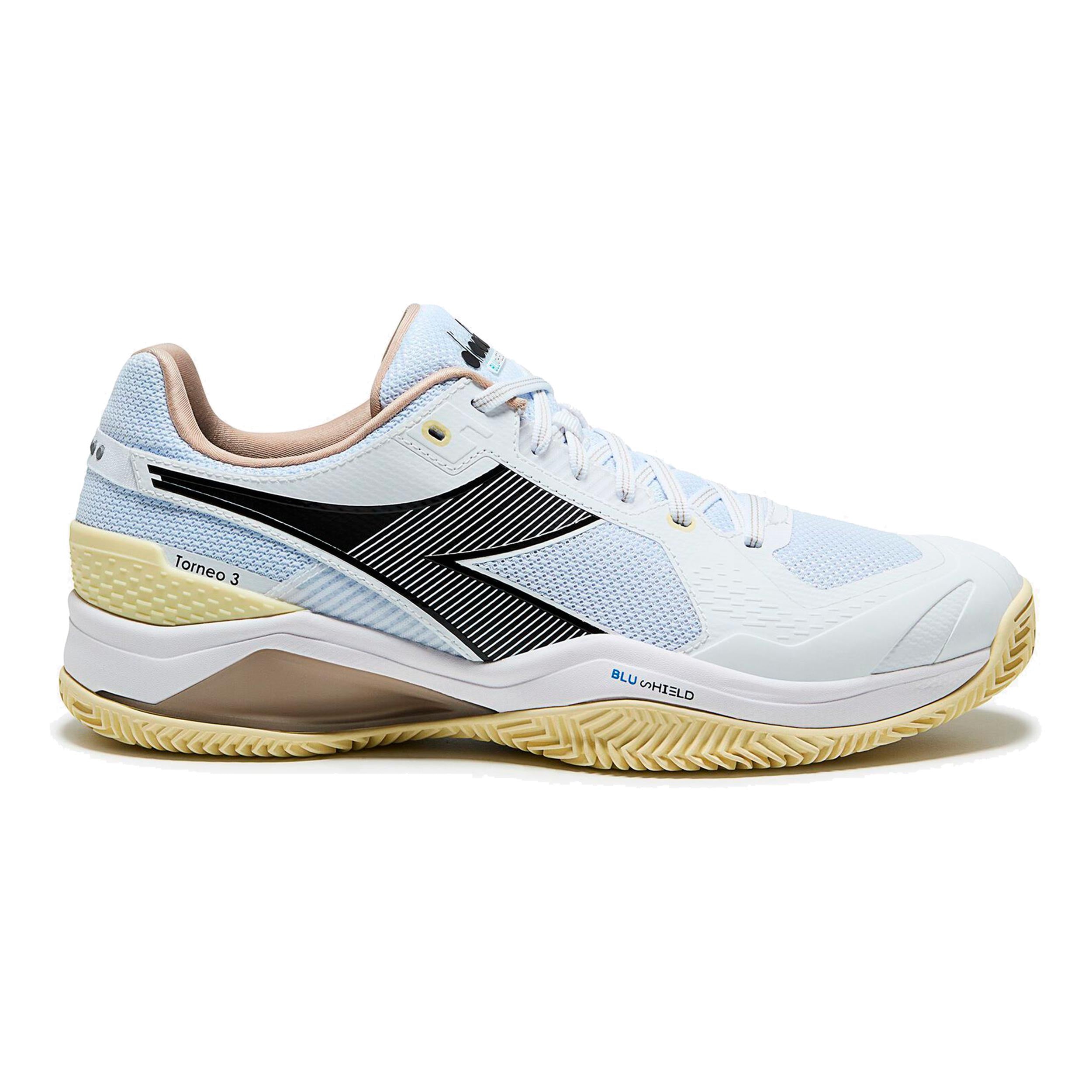 Diadora Blushield Torneo 3 Gravelschoen Heren - wit, zwart
