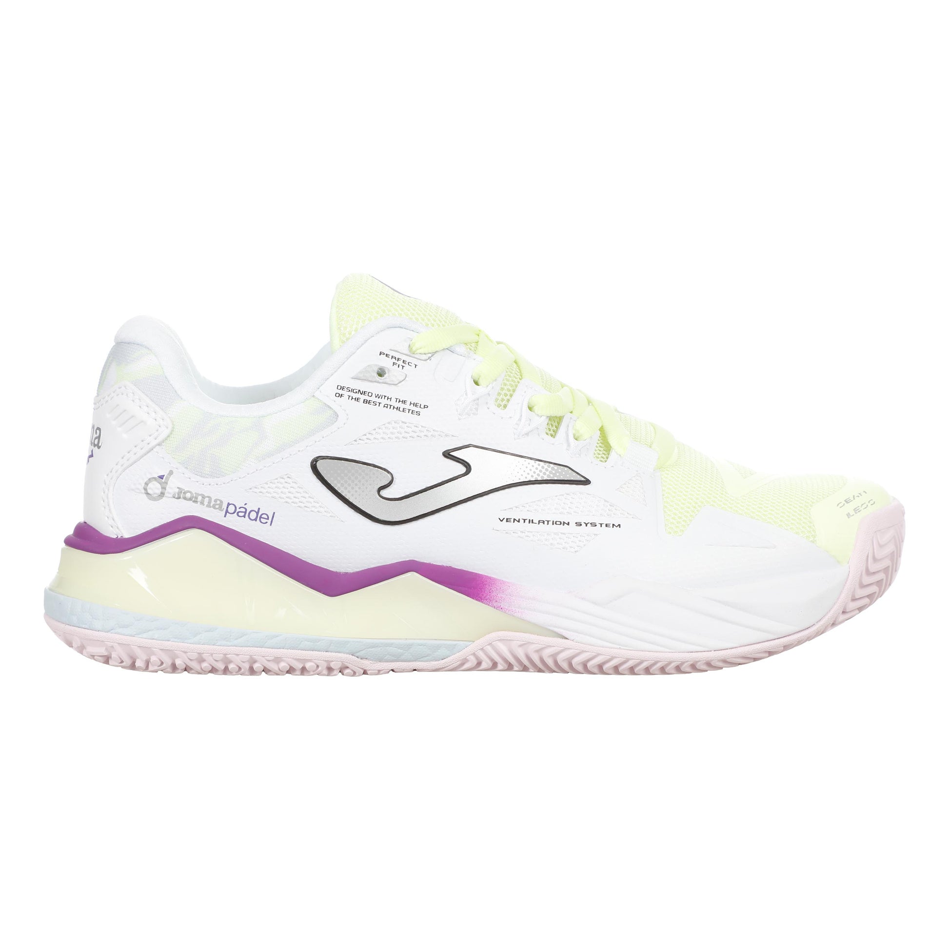 Joma Spin Padel schoen Dames - wit, limoen